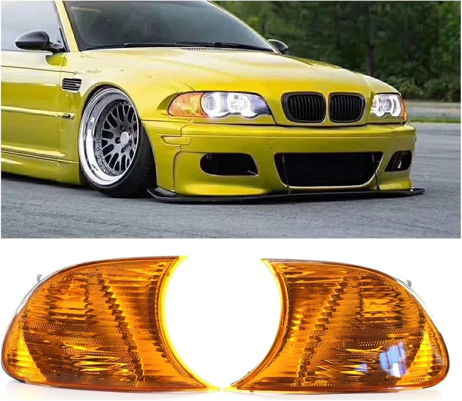 2PCS Amber Turn Signal Lamp Corner Lamp Car Turn Signal Light 63126904299 63126904300 for-BMW E46 2-Door 1998-2001