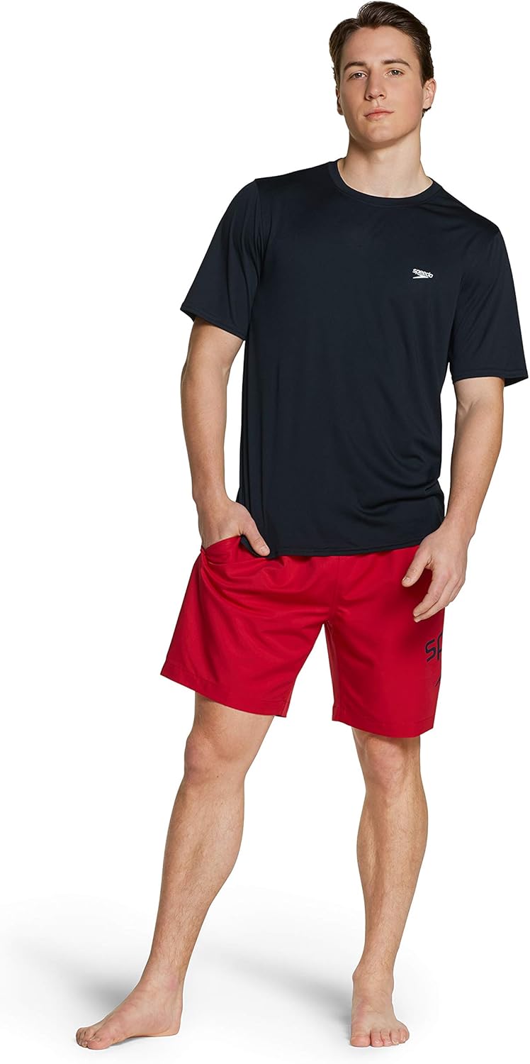 Speedo Men's UV Swim Shirt Basic Easy Short Sleeve Regular Fit