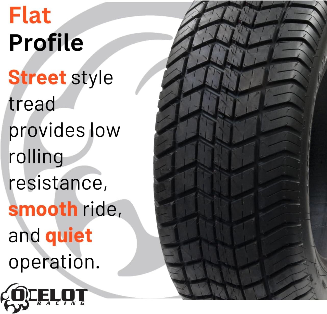 Ocelot Course Pro II 205/40-14 Golf Cart Tire | Low Profile Sidewall | 4-Ply Tubeless | Non-Directional Street Tread | Smooth, Quiet Ride | Fits Club Car, Yamaha, EZ-GO and Custom Golf Carts