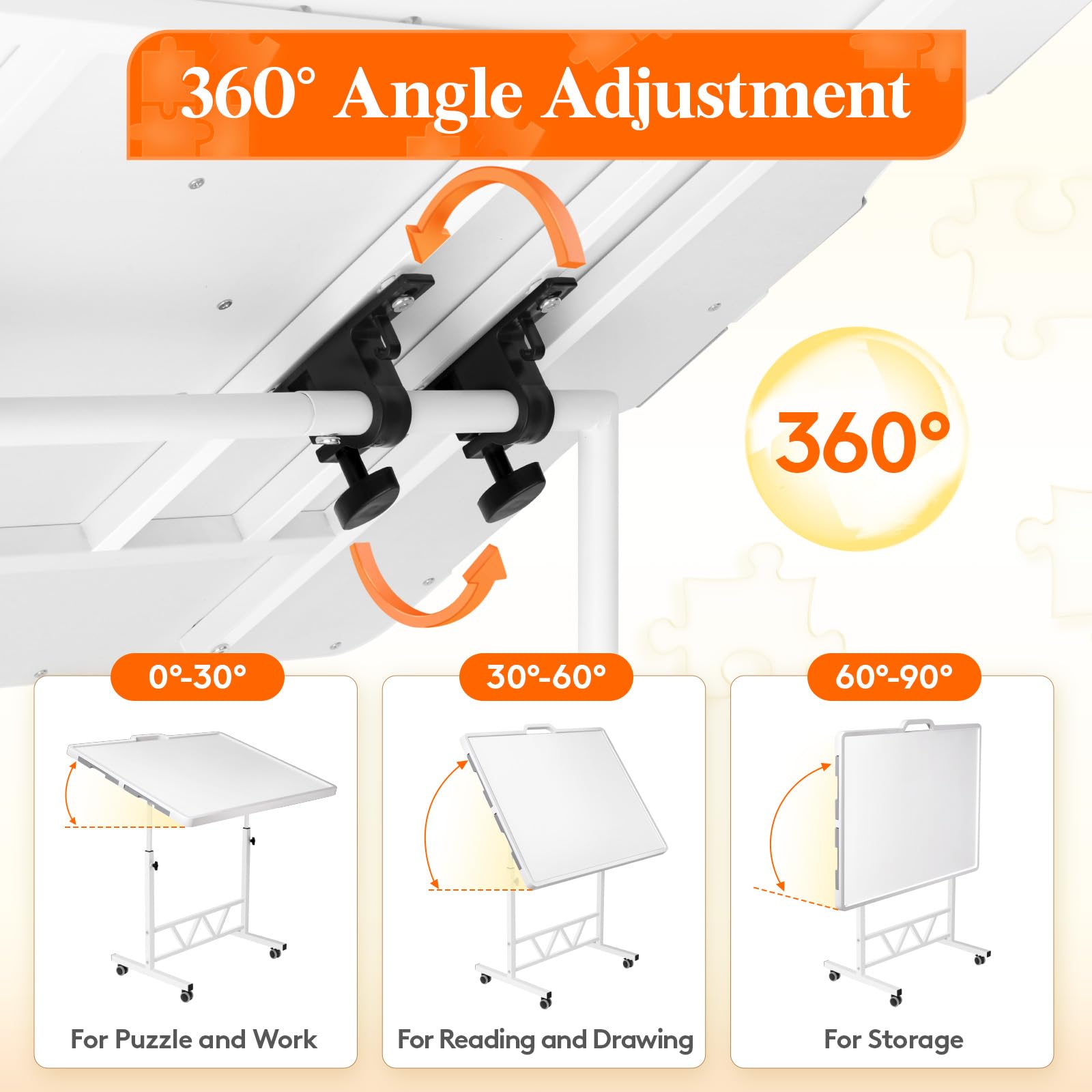 Lifewit 1500 Pieces Adjustable Jigsaw Puzzle Table with Wheels, 360-degree Angle/Height Adjustable, Puzzle Board with Metal Legs, Drawers, Felt Mat, Protective Cover, Ideal Gift, 33.3
