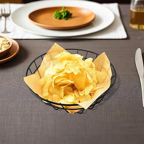 Miniatura 5 de DOITOOL 2 cestas de pan, cestas de alambre de metal ovaladas cromadas de 7.67 x 2 pulgadas, cestas de comida rápida para servir, contenedores de