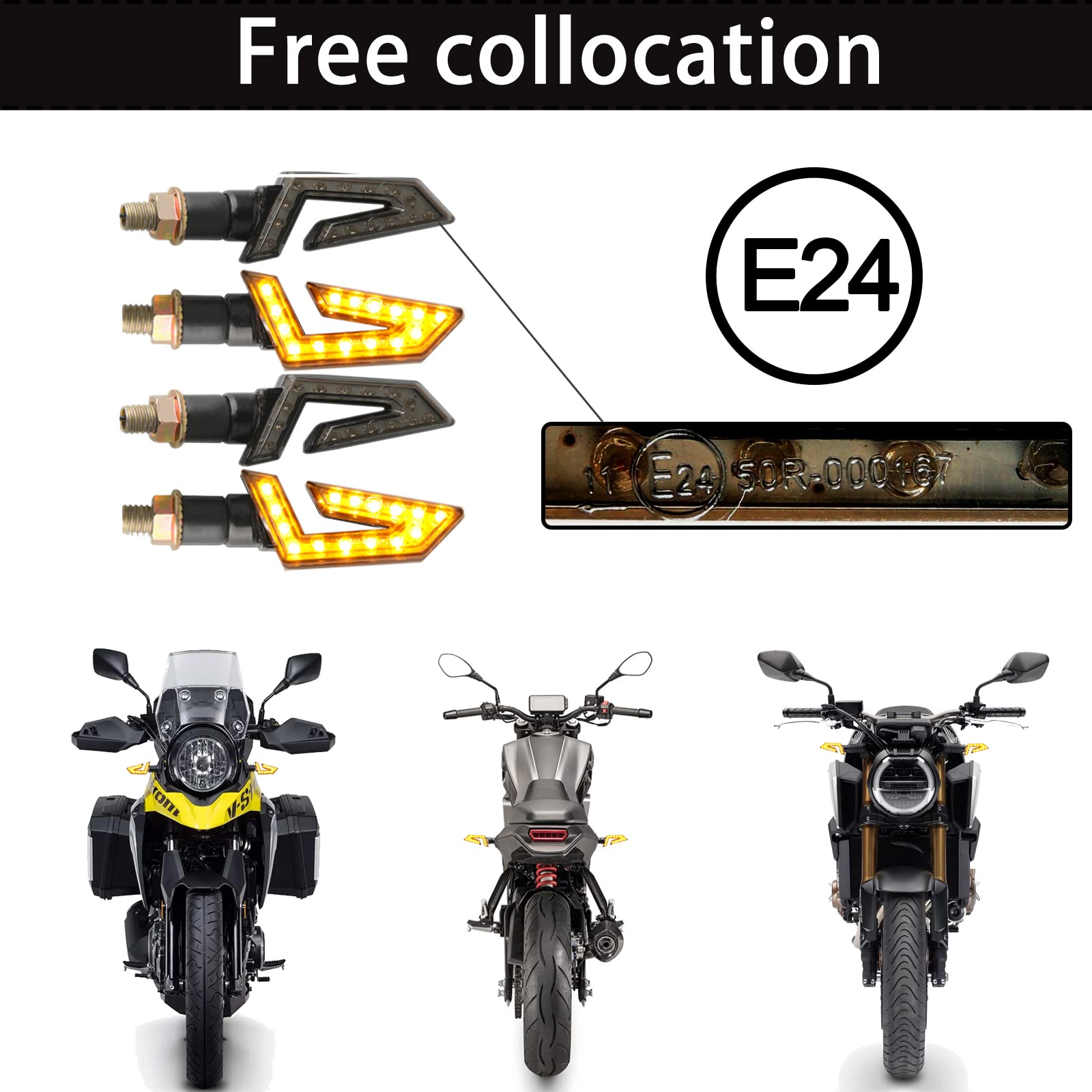 JMTBNO 4pcs Freccia Moto Indicatori di direzione Universali 12V 15 LED per Street Sport Bike Dirt Bike Cruiser Scooter Quad Enduro OffRoad