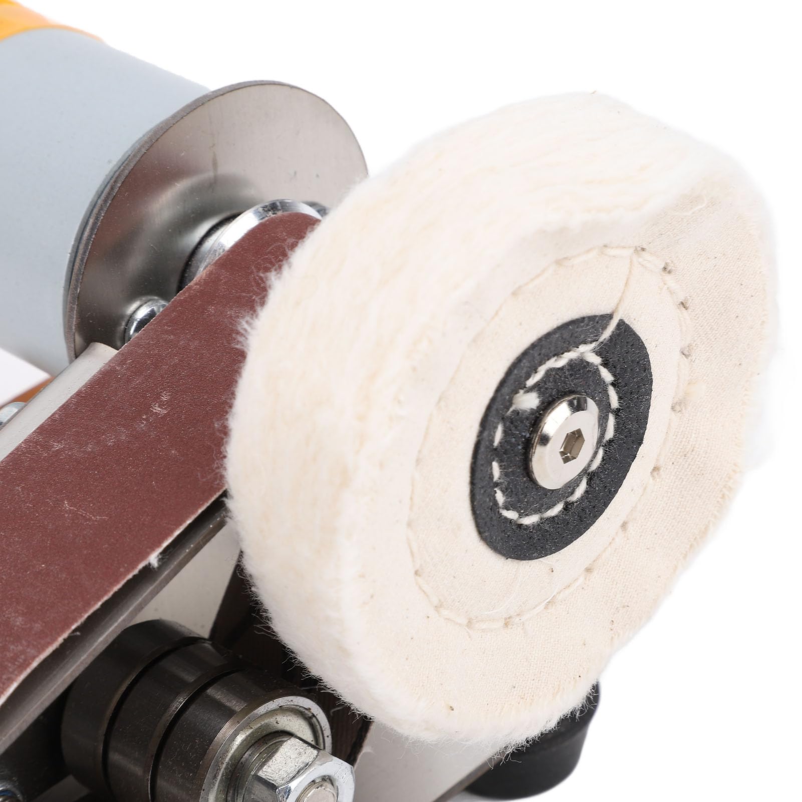 Ponceuse à Bande Stationnaire, Ponceuse à Rouleaux électrique Ponceuse à Bande avec Bandes Abrasives Disques de Ponçage Accessoires Machine de Polissage Réglable en 7 étapes avec