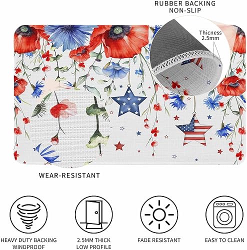 Vista 469 de Tapete de Feliz Navidad, tapete antideslizante para puerta delantera, baño, cocina, dormitorio, patio, entrada, 16 x 24 pulgadas, rojo, negro y verde