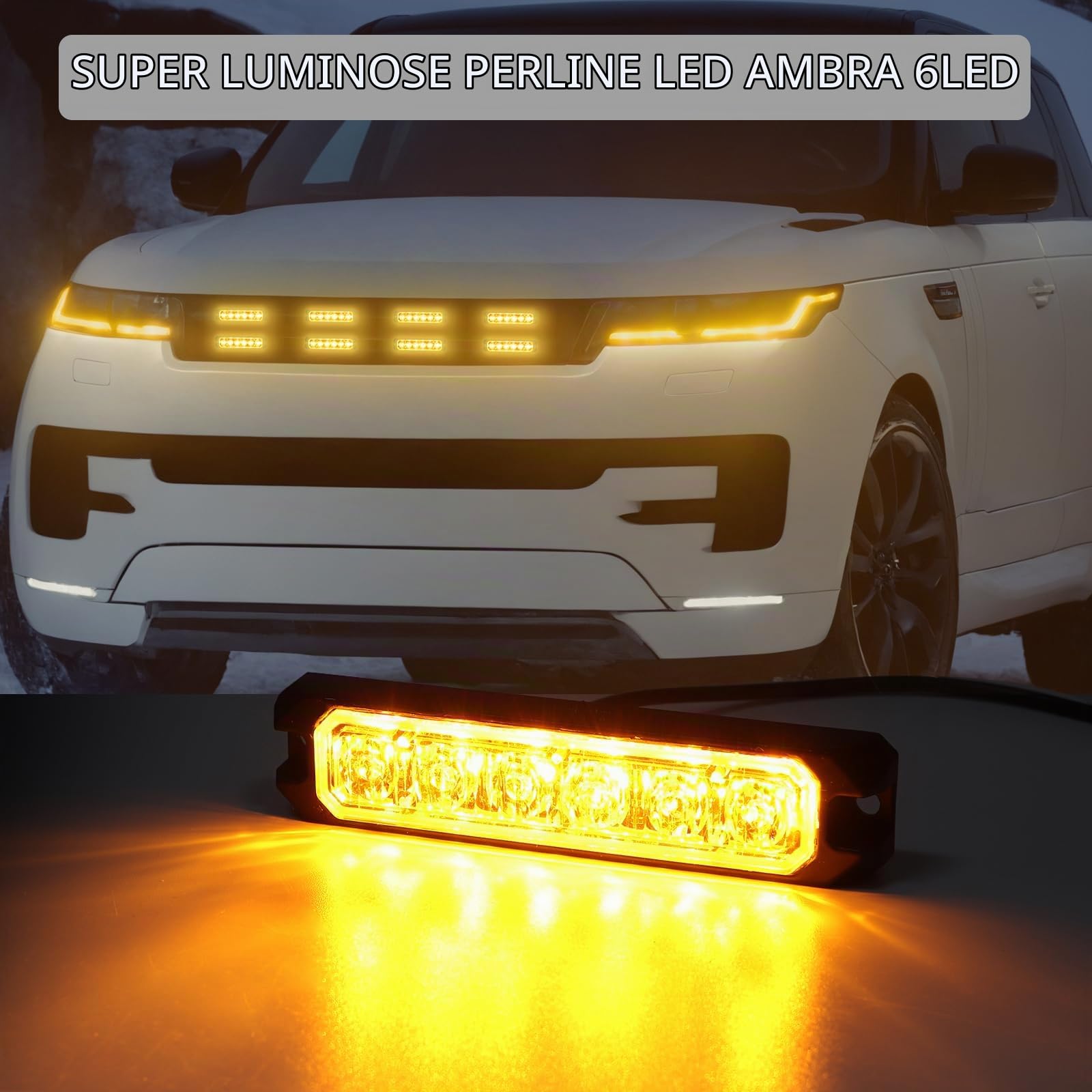 Justech 8 x 6LED Luce Stroboscopica a 12V 24 V Lampada di Emergenza Strobo LED Lampeggiante Impermeabile con Staffe di Montaggio + 14 Modalità Strobo Universale per Veicolo Rimorchio Caravan Trattore