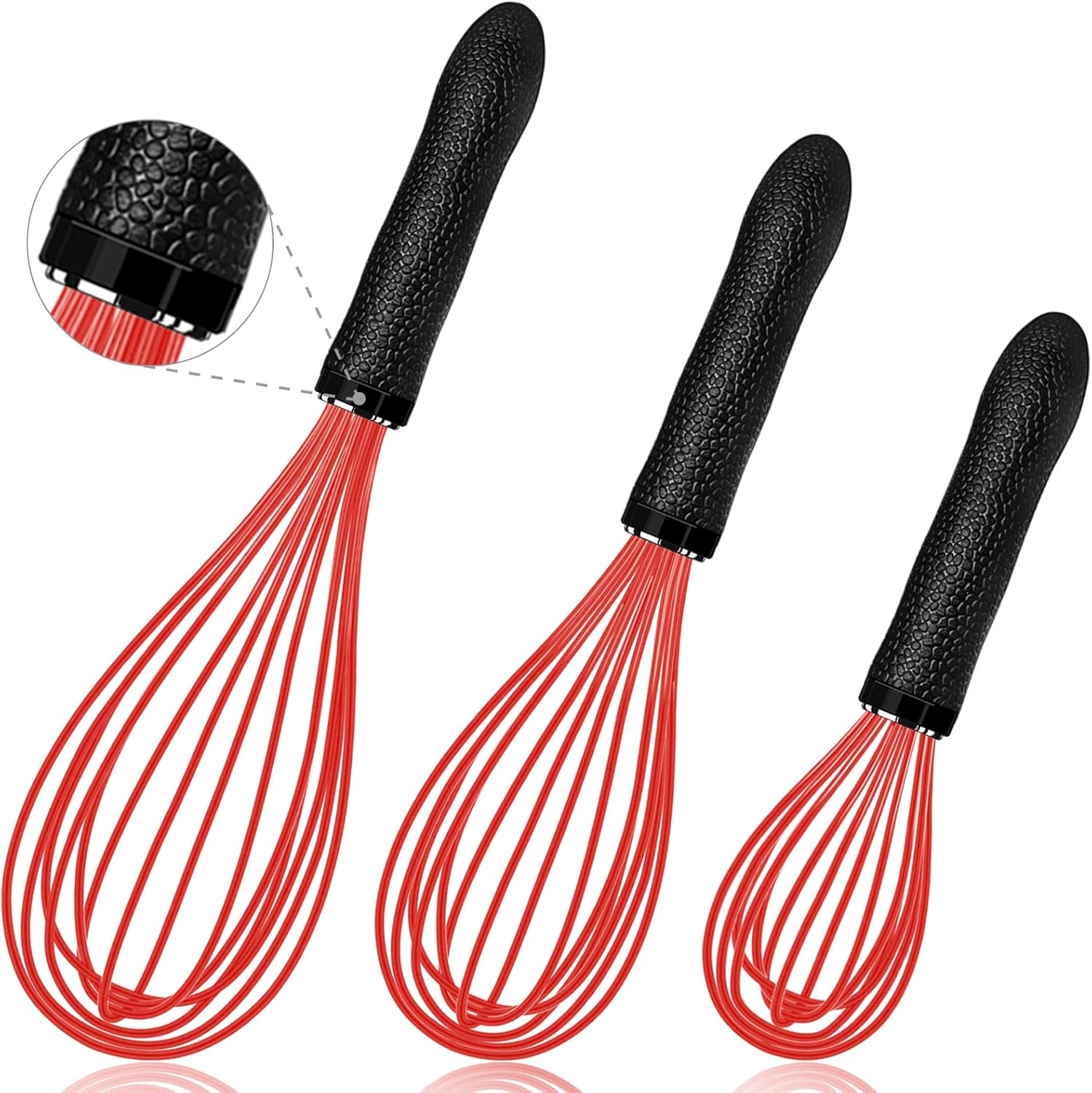 GDDGCUO Whisk, Silicone Whisk for NonStick Cookware Cooking, Thickened Wire Whisks