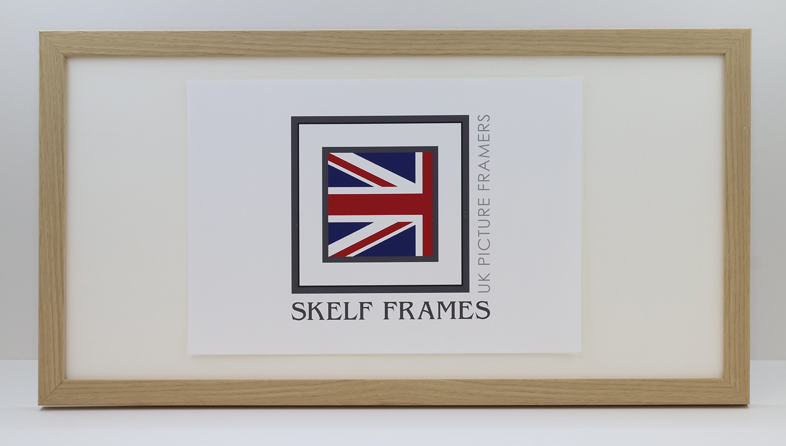 Skelf Frames 20mm Light Oak Veneer Picture Photo Frame with Glass Hand Made in The UK in Yorkshire in 24 inches x 6 inches