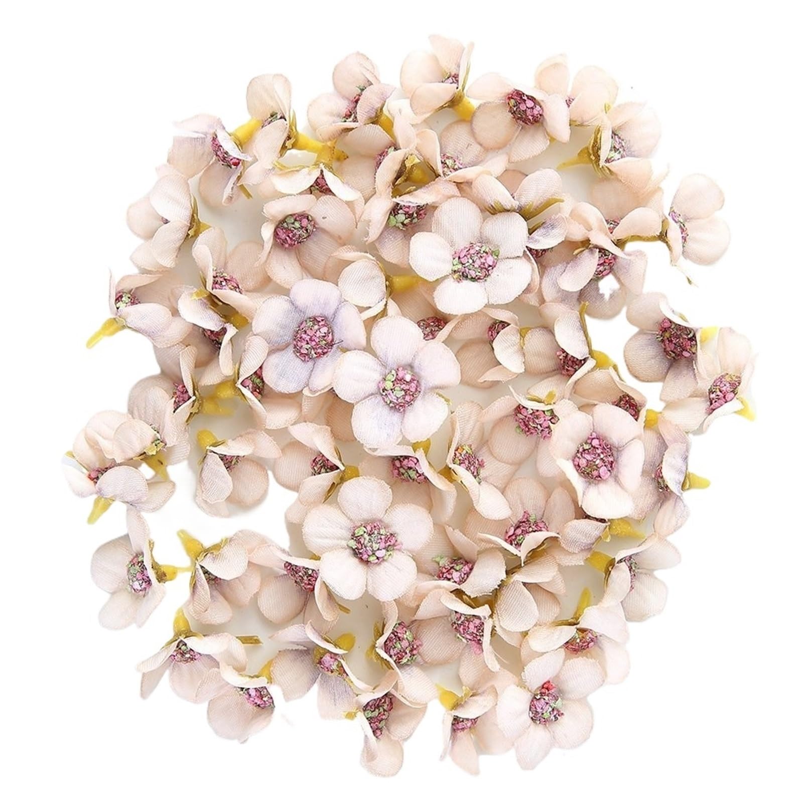 Himscev 50pcs Mini Daisy Artificial Flowers - Vibrant Crafting Essentials for Weddings, Parties, and Home Decor(Champagne)