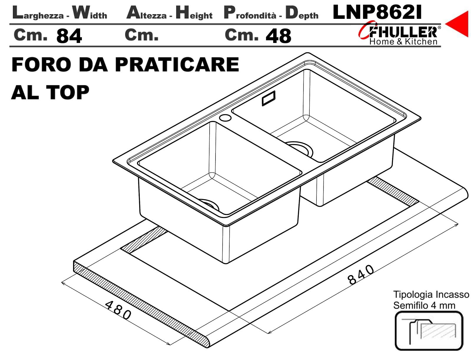 APELL Lavello Incasso - Spazzolato