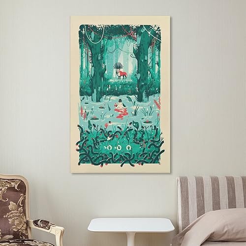 Miniatura 7 de FIU Póster de anime de princesa Mononok, pintura decorativa, lienzo, arte de pared, póster de sala de estar, dormitorio, pintura de 16 x 24 pulgadas