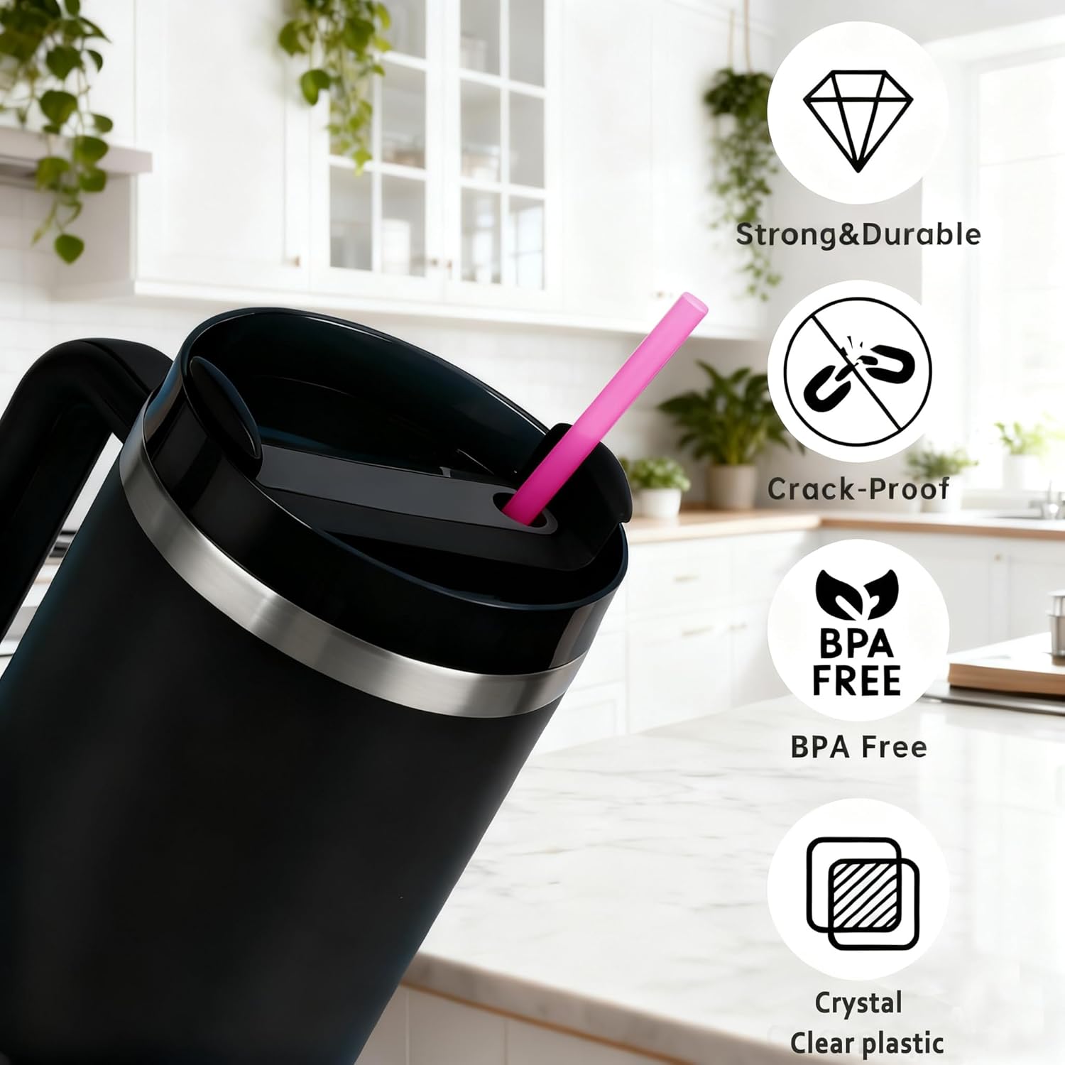 100PCS Disposable Straws for 40 Oz Tumbler, 12in Extra Long Individually Wrapped Straws for Stanley 40 Oz 30 Oz 20 Oz Cup, Neon - Image 3