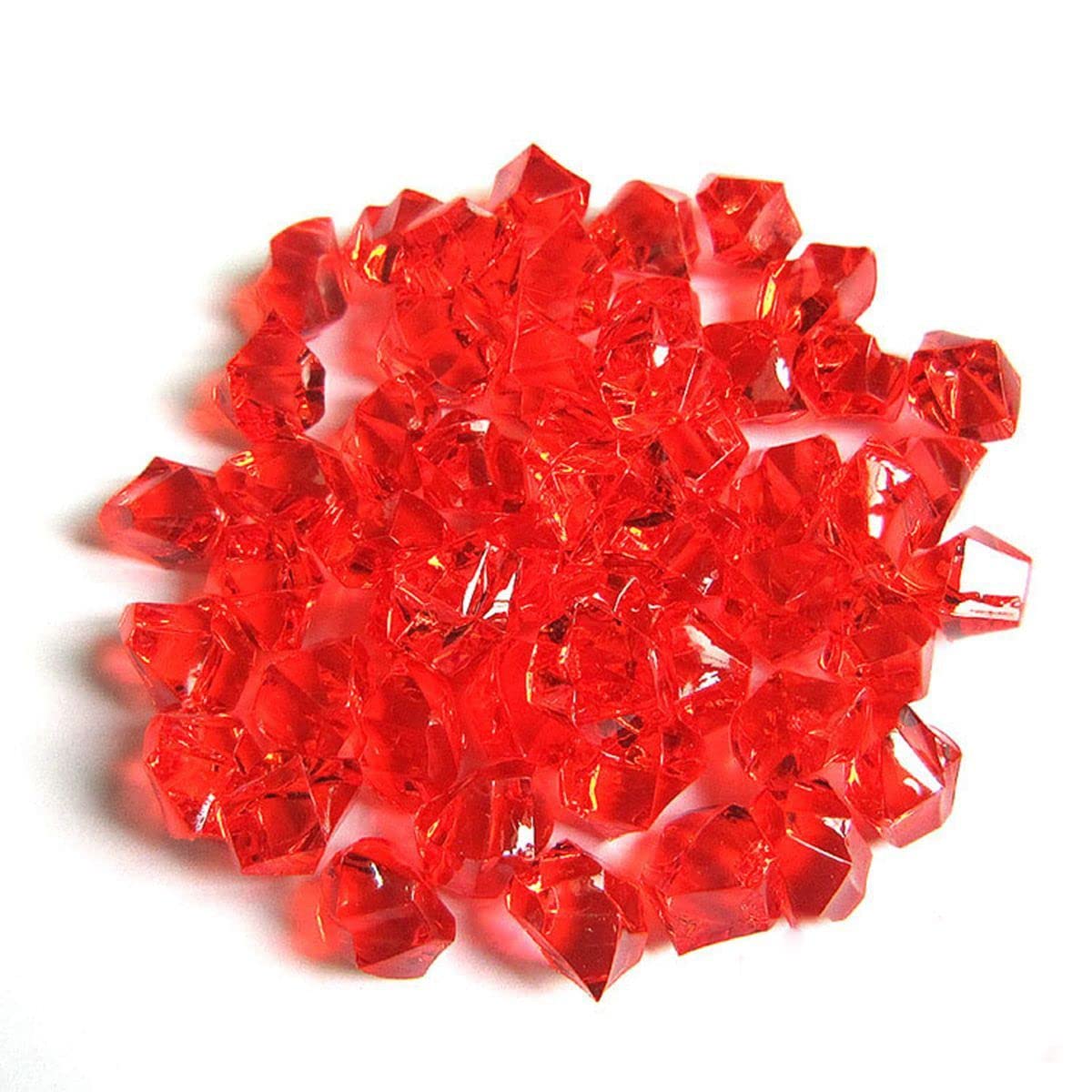 Acrylic Crushed Ice Rocks, 50 Pcs Colorful Fake Crystals Ice Cubes for Vase Fillers, Home Decor, Table Scatter, Event, Wedding, Crafts(red)