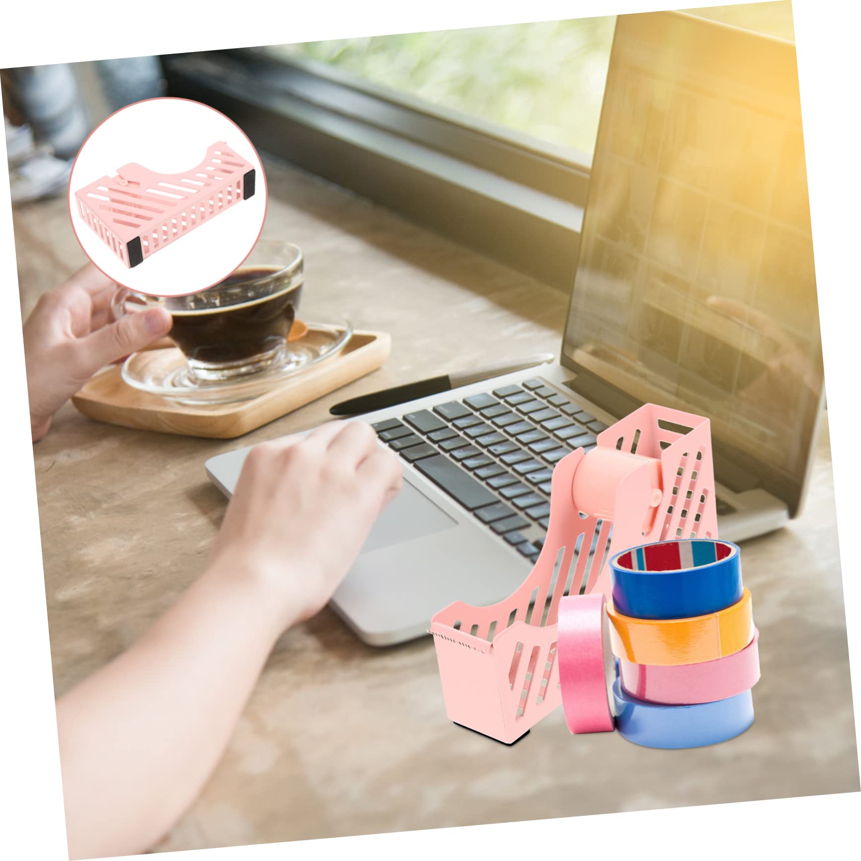 3pezzi Dispenser Per Nastro Adesivo Tavolo Cutter Compatto Per Ufficio e Casa Stabile Per Taglio Facile e Nastro Adesivo e Masking Tape