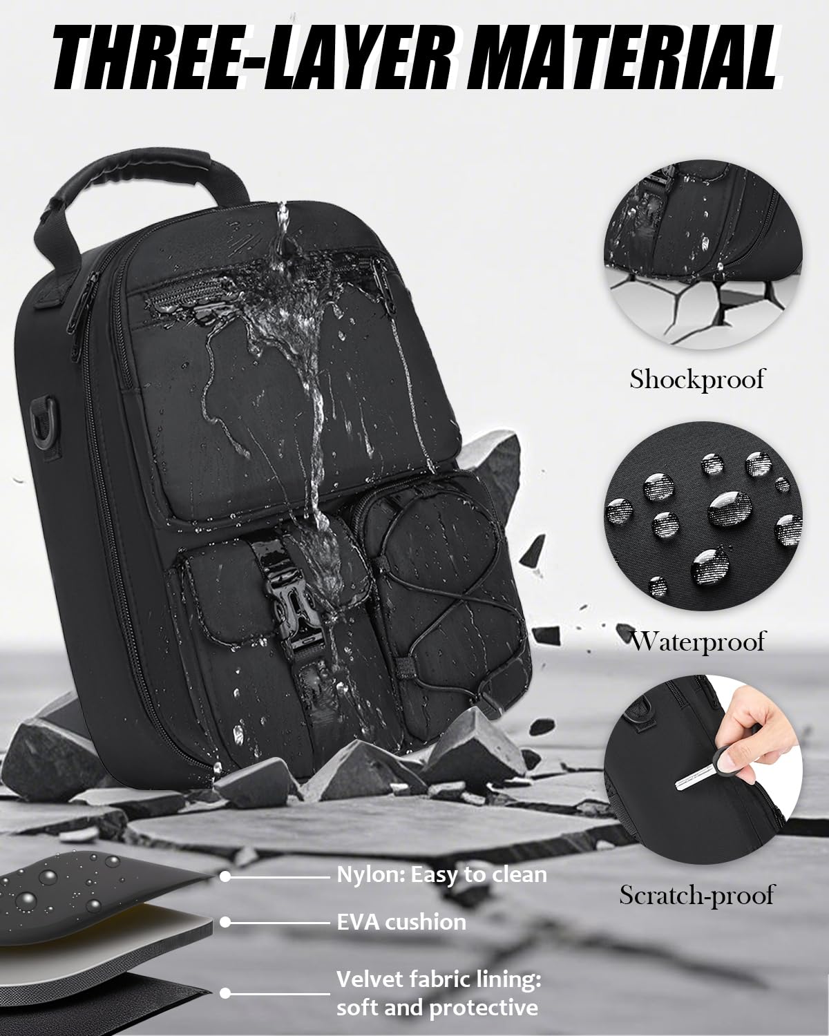 Borsa Compatibile con Meta Quest 3S/3/2, Impermeabile, Antigraffio Borsette a Tracolla per Vision Pro/Elite Strap VR Headset e Accessori, con Tasca in Rete per Viaggi, Giochi (nero)