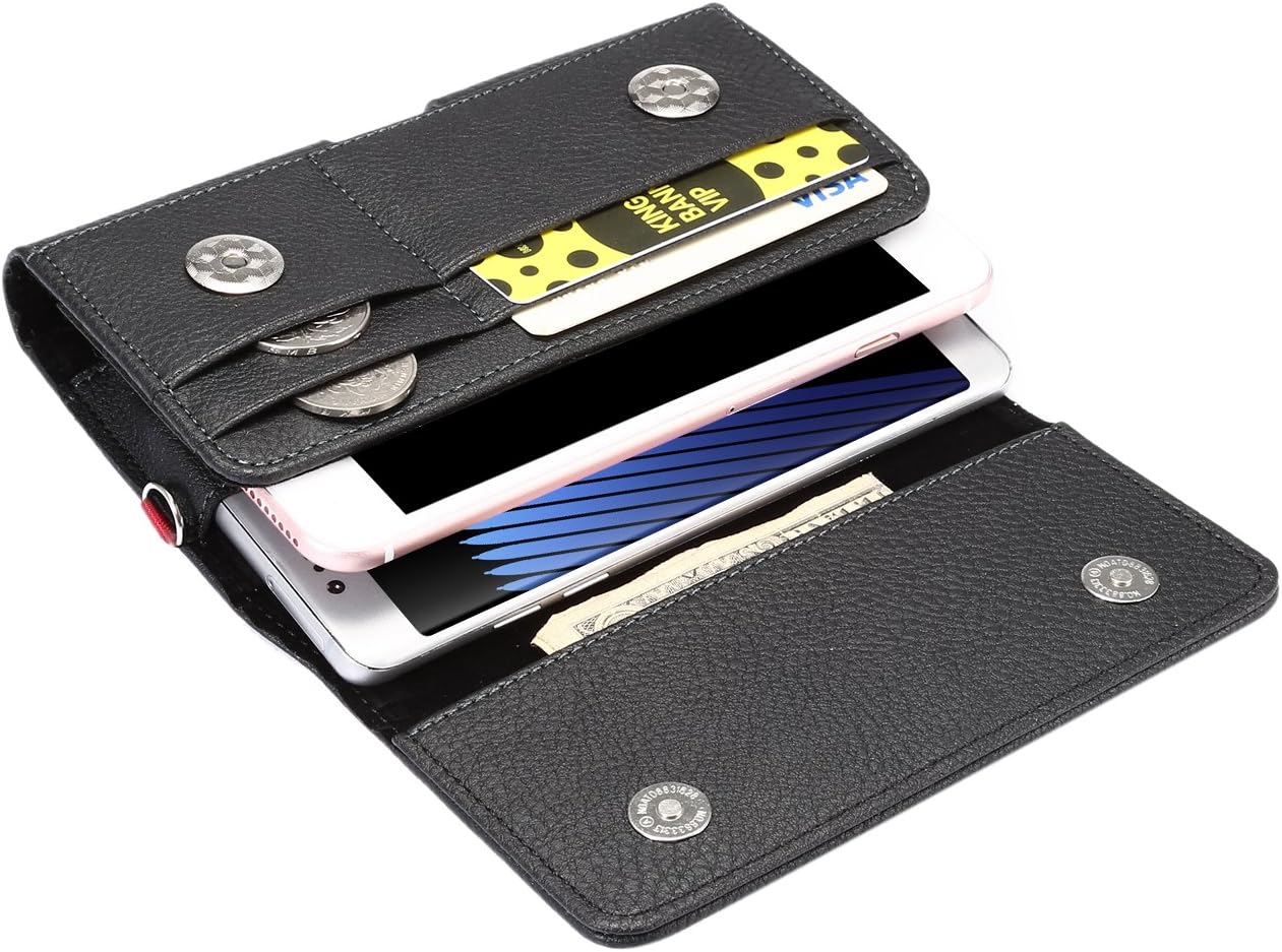 Dual Horizontal Belt Clip Holster 2 Cell Phone Pouch Case Holder for iPhone 13 12 11 XR XS X iPhone 14 Pro Samsung Galaxy S23 S22 S21 5G S20 5G S10 A10e / Google Pixel 6a 7a 5 4a 3a / TCL A3 / Moto E6