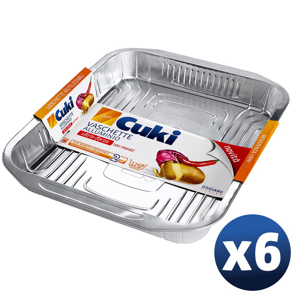 Cuki Vaschette Alluminio - Ultra Forza - 12 Porzioni - Rettangolari [Rs74G] - 6 Confezioni Da 2 Pezzi