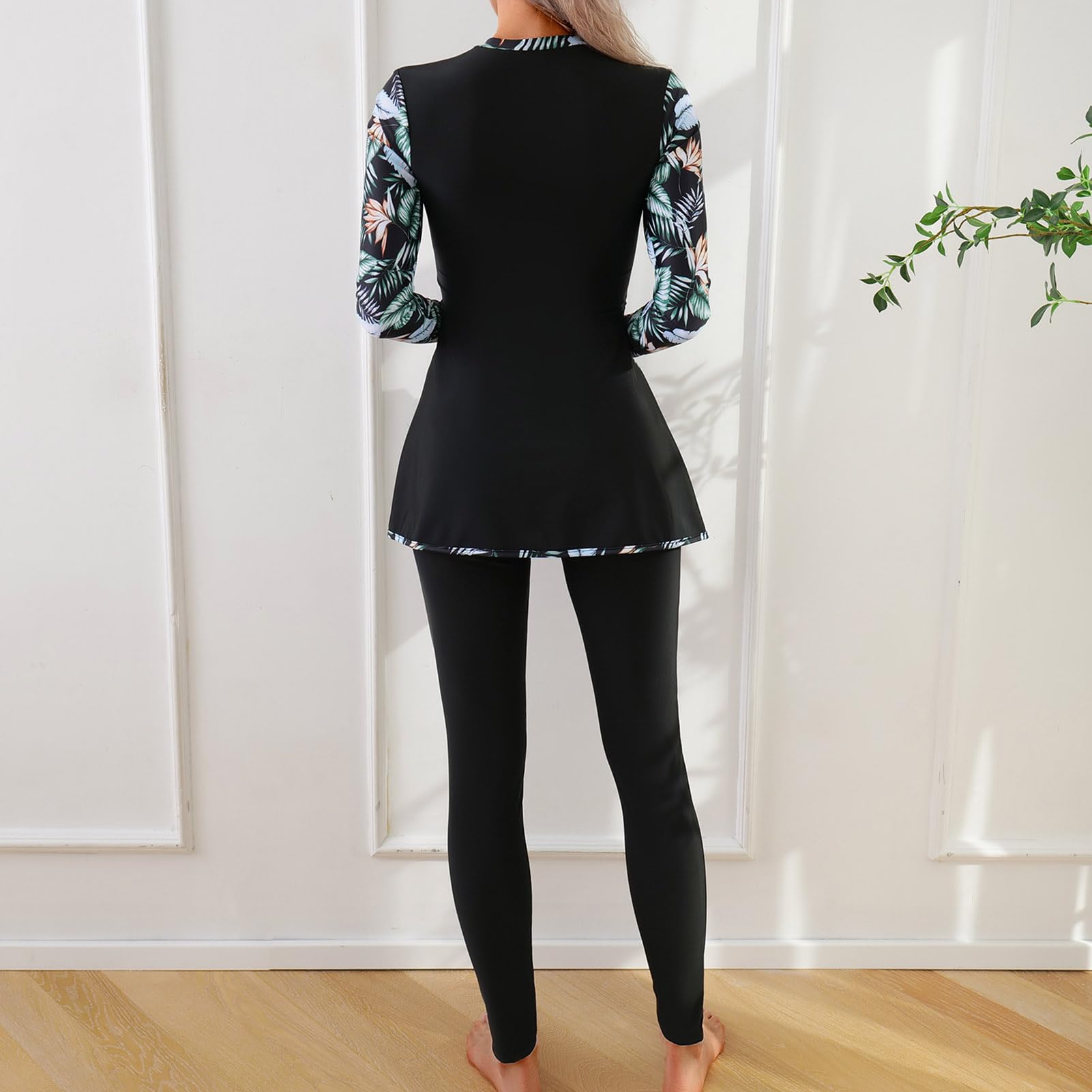IDOPIP Muslim Badeanzug Damen: Langarm Burkini, Zweiteiler Bademode mit Lange Hose, Schwimmanzug mit UV-Schutz - Swimsuits für Schwimmen, Surfen, Beachvolleyball, Stand-Up-Paddling