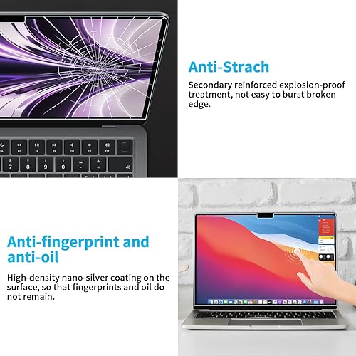 Miniatura 7 de Paquete de 2 protectores de pantalla compatibles con MacBook Air de 13.6 pulgadas (2022-2024, M2, M3), protector de pantalla de luz azul,