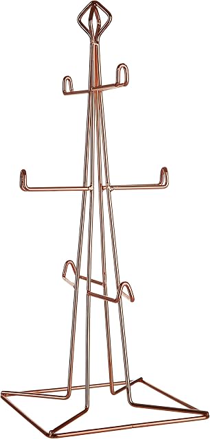 Premier Housewares 507557 Vertex 6 Cup Mug Tree - Copper Plated