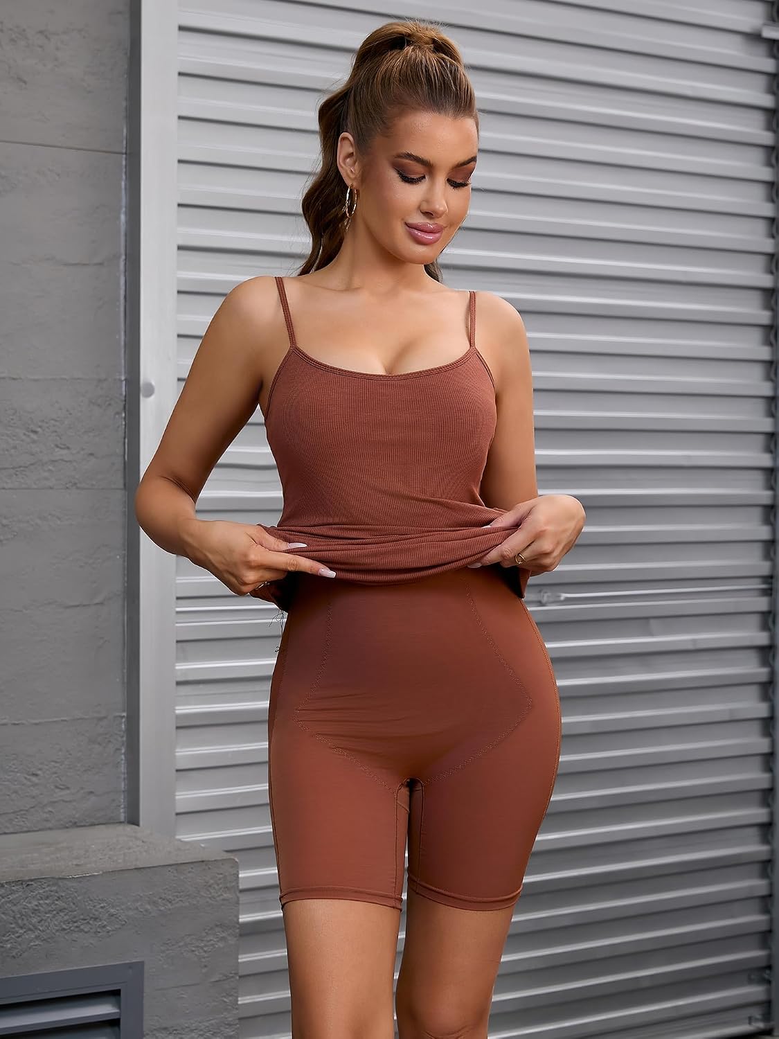 Allegra K Women's Shapewear Dresses Buit in Bra Adjustable Spaghetti Straps Layered Full Slips Bodycon Dress