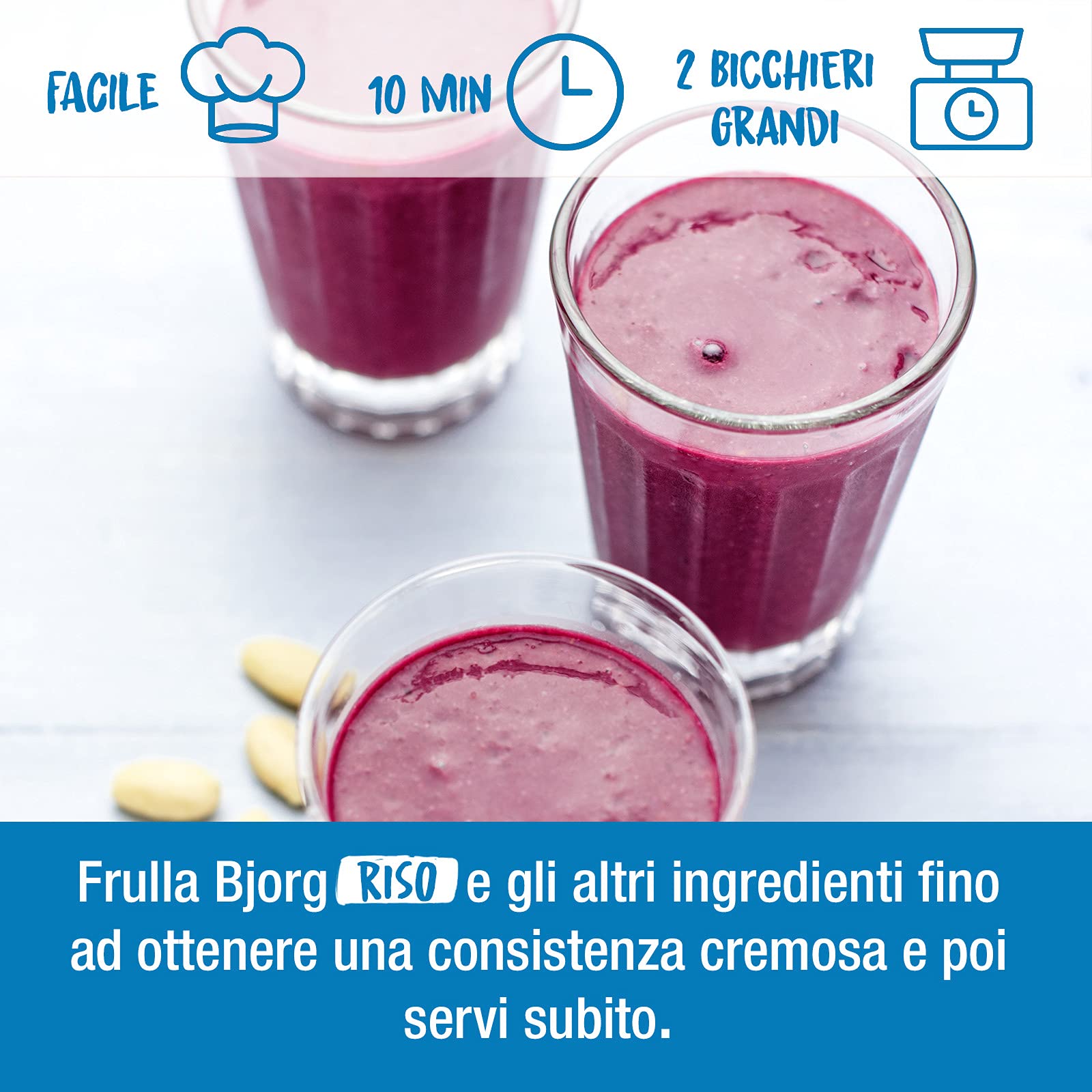 BJORG Bevanda di Riso, Vegetale, a Basso Contenuto di Grassi, Senza Zuccheri Aggiunti, Senza Glutine, Vegan, Prodotto in Italia, 1L