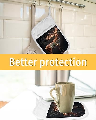 Miniatura 7 de Juego de 2 agarraderas de tela de rizo antideslizantes y aislantes de calor con bolsillo, posavasos gruesos para horno, para hornear y cocinar,