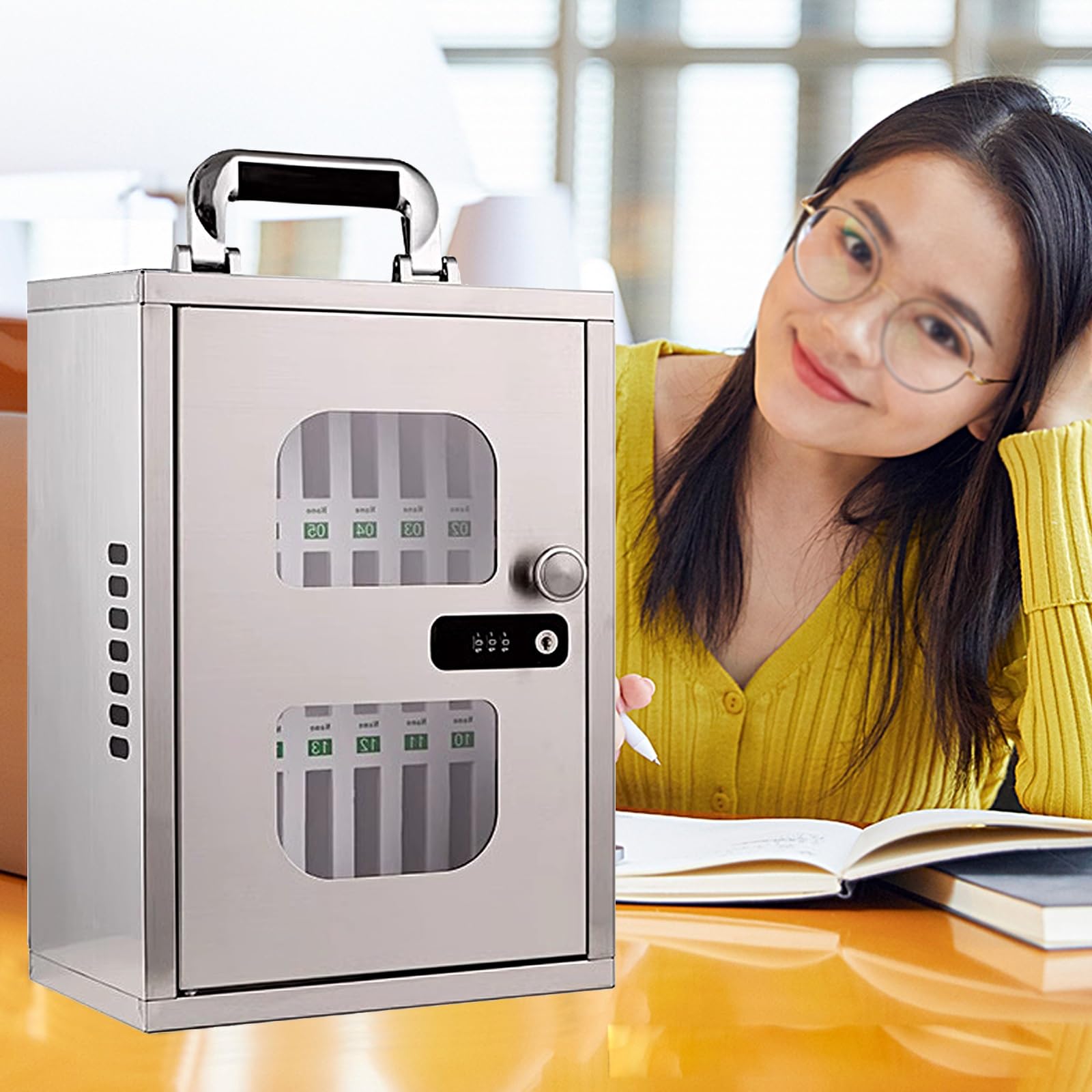 Armadietto per telefono cellulare, contenitore portatile per telefono, supporto da parete con serratura con password per uso in classe