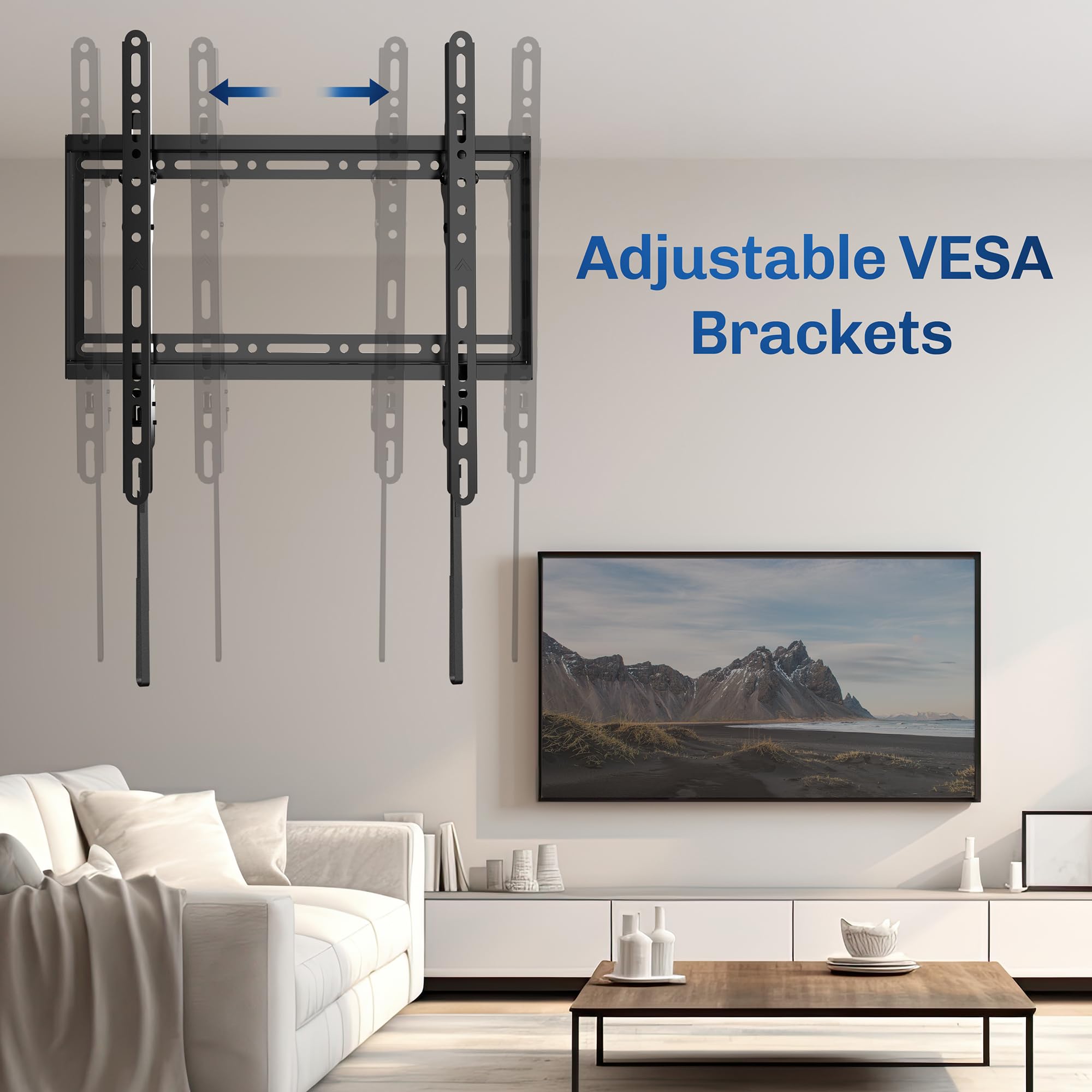 VIVO Mount-VW075T - Supporto da parete per TV LCD LED curvo e piatto da 32" a 75", con inclinazione e VESA max 400 x 400 mm, colore: nero