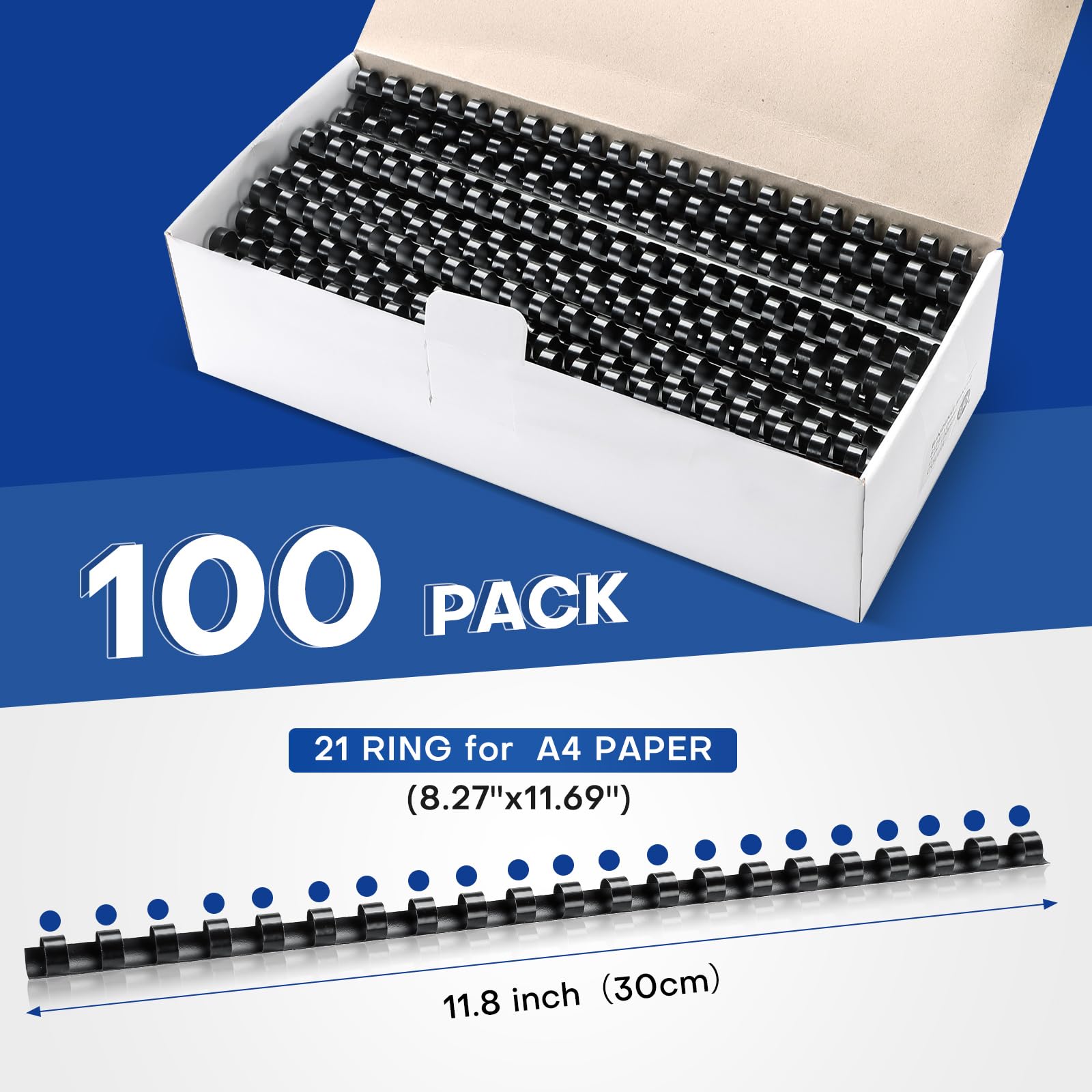 Amazon.com : MYFULLY 100 Pack 21 Ring Plastic Comb Binding Spines | 3/8 Inch Diameter, 55 Sheet Capacity, A4, Black Binding Comb (3/8" (55 Sheet Capacity)) : Office Products Amazon.com : MYFULLY 100 Pack 21 Ring Plastic Comb Binding Spines | 3/8 Inch Diameter, 55 Sheet Capacity, A4, Black Binding Comb (3/8" (55 Sheet Capacity)) : Office Products