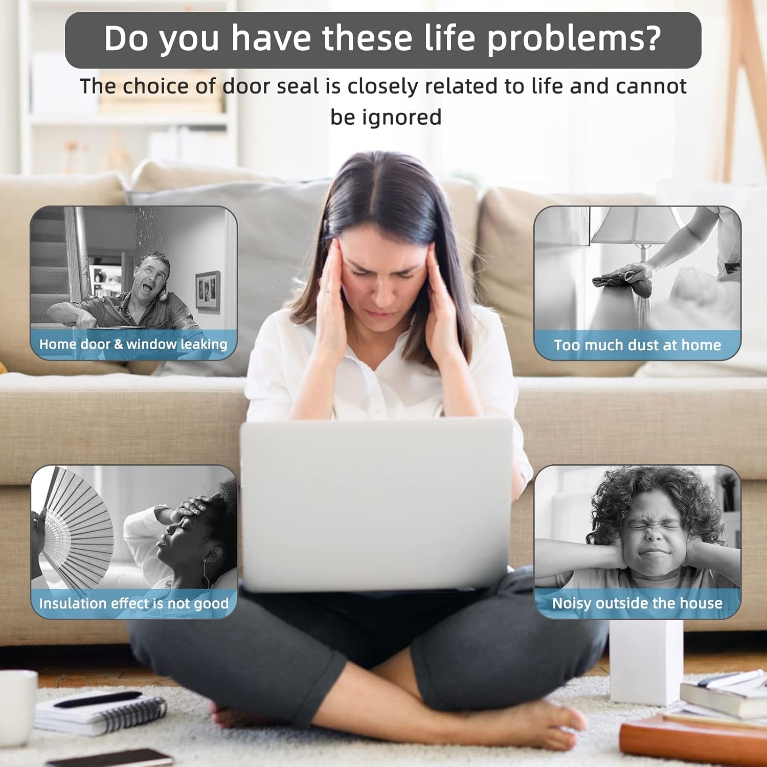 Esteopt Window Weather Stripping Door Seal Strip, 78.8 Inch Gray Draft