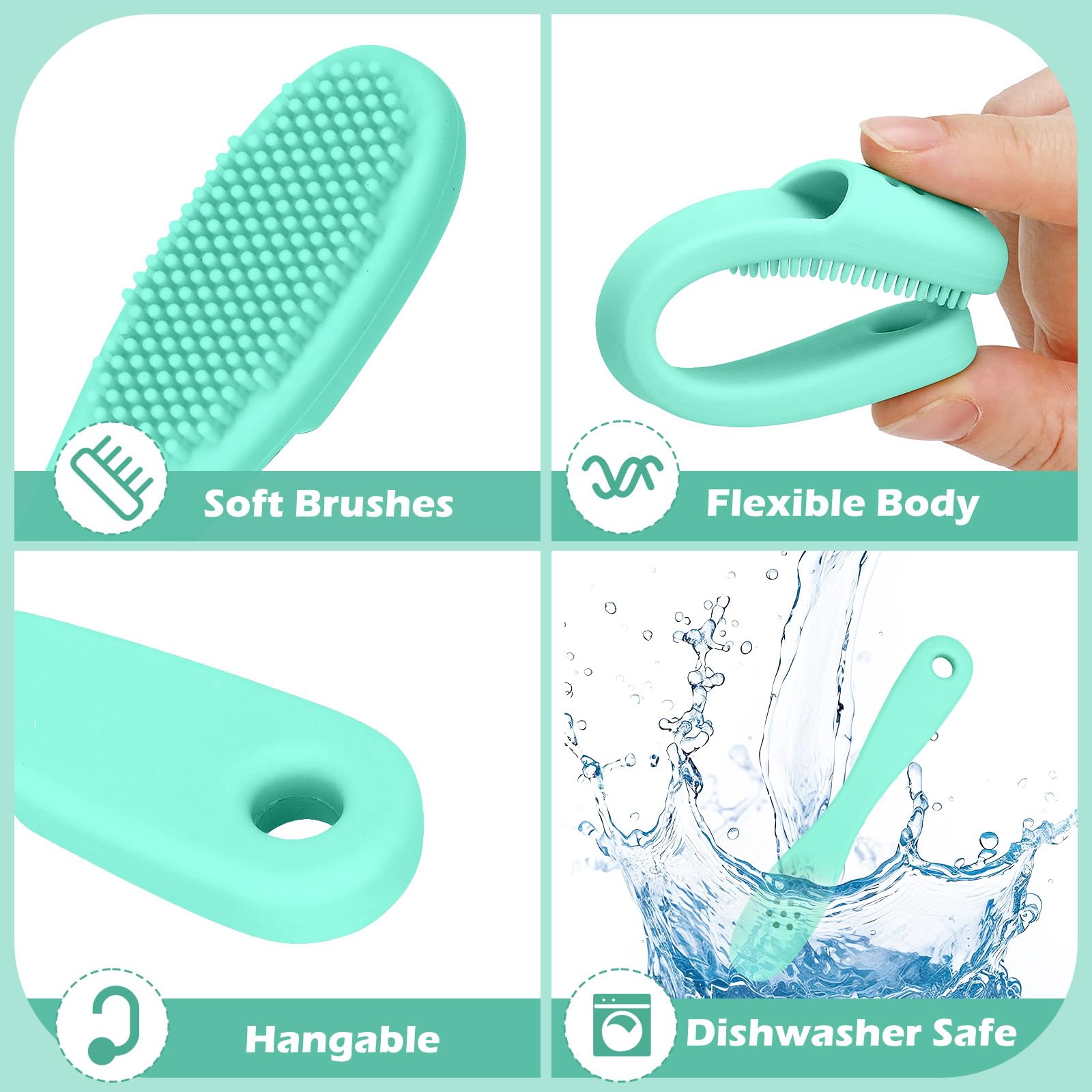 Firstfooby 3pcs Dog Finger Toothbrush, Cat Chin Brush with Food-Grade Silicone, Dog Tooth Brushing Kit, Silicone Cleaning Brush for Pet Dental Care - image 6