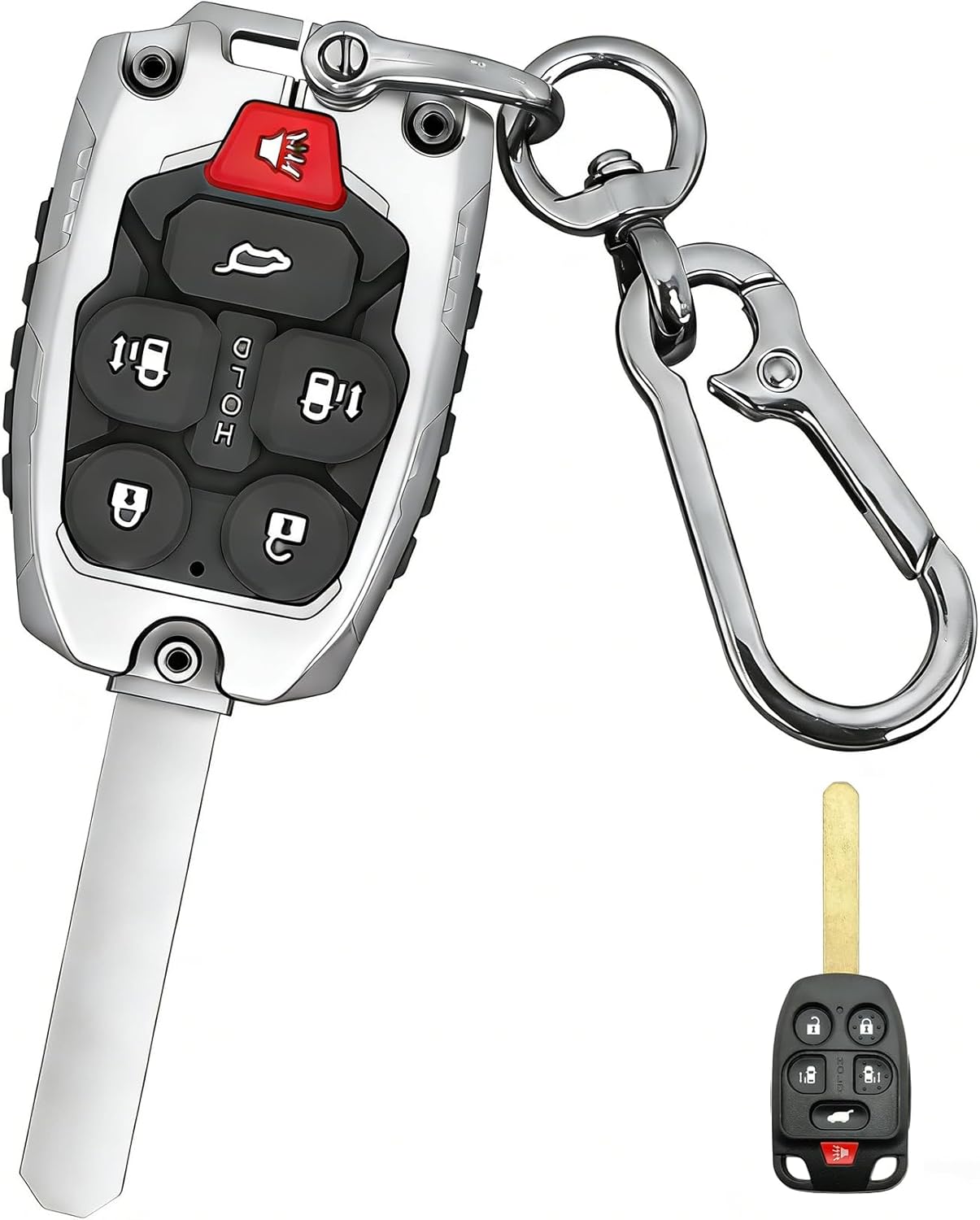 Keyless Entry Systems for Honda Key Fob Shell Fits for Honda Odyssey Remote Key Cover Case (6-Button-Silver)