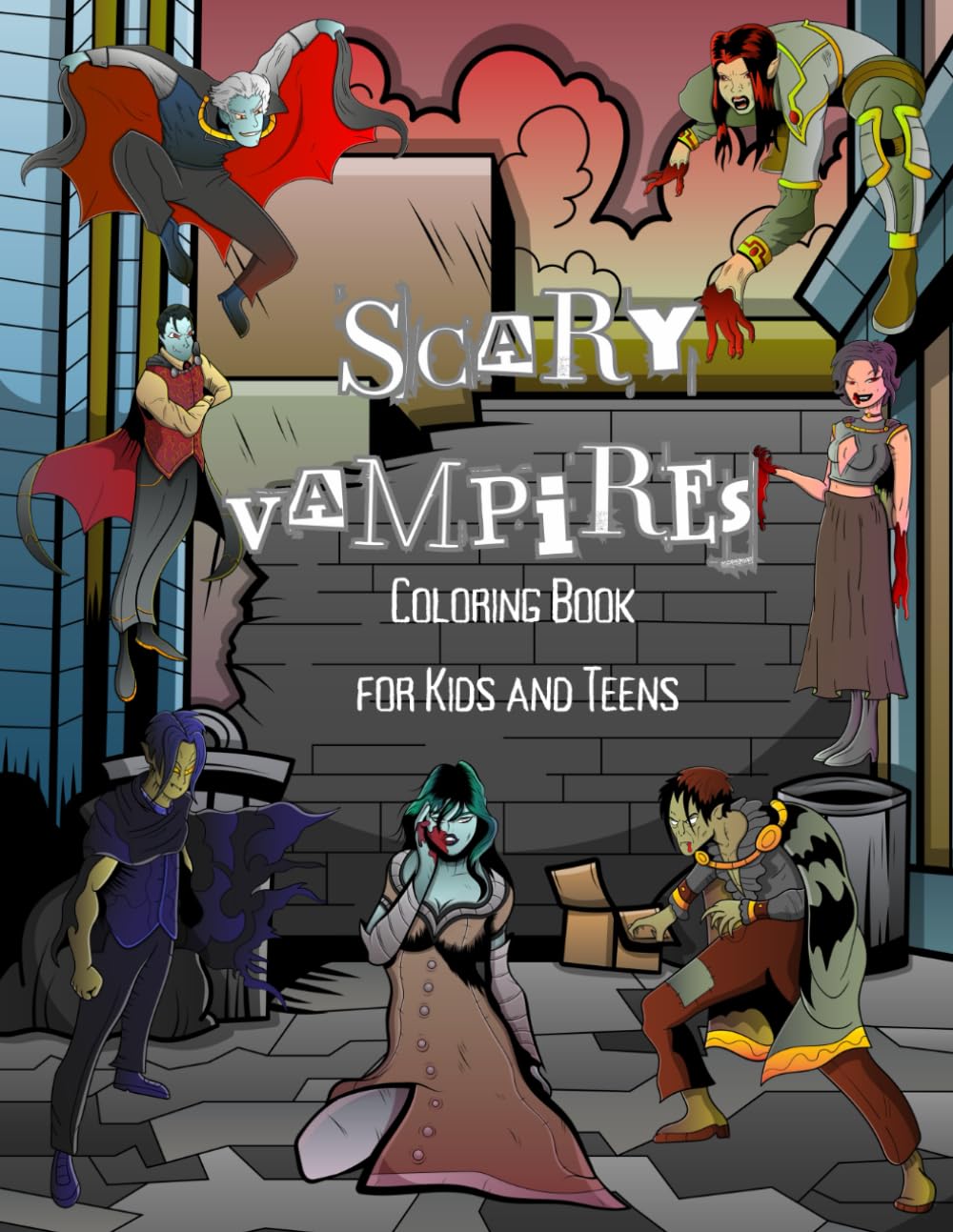 Scary Vampires Coloring Book: A Fun and Spooky Coloring Book for Kids and Teens