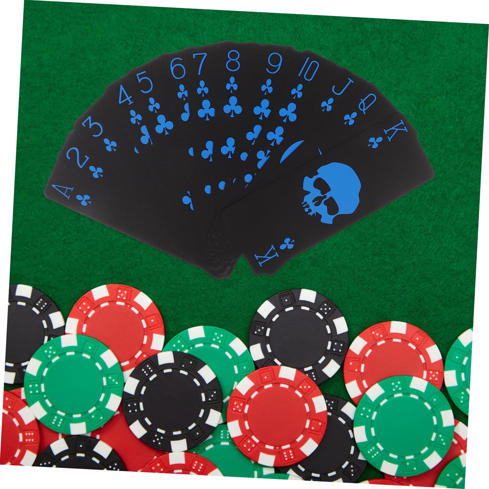 Sosoport Carte Da Gioco Impermeabili in Plastica Pvc Nera Opaca Di Carte Da Poker Design Tema Teschio Resistenti Schizzi e Usura Per Giochi Di Poker e Feste