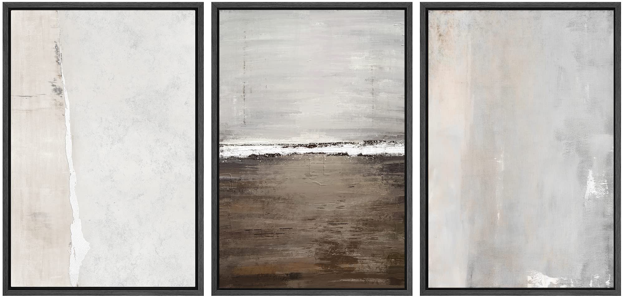 SIGNWIN Framed Canvas Print Wall Art Set Coastal Serenity Abstract Seaside Illustrations Modern Art Decorative Rustic Calm/Zen for Living Room, Bedroom, Office - 24"x36"x3 Natural — view 93