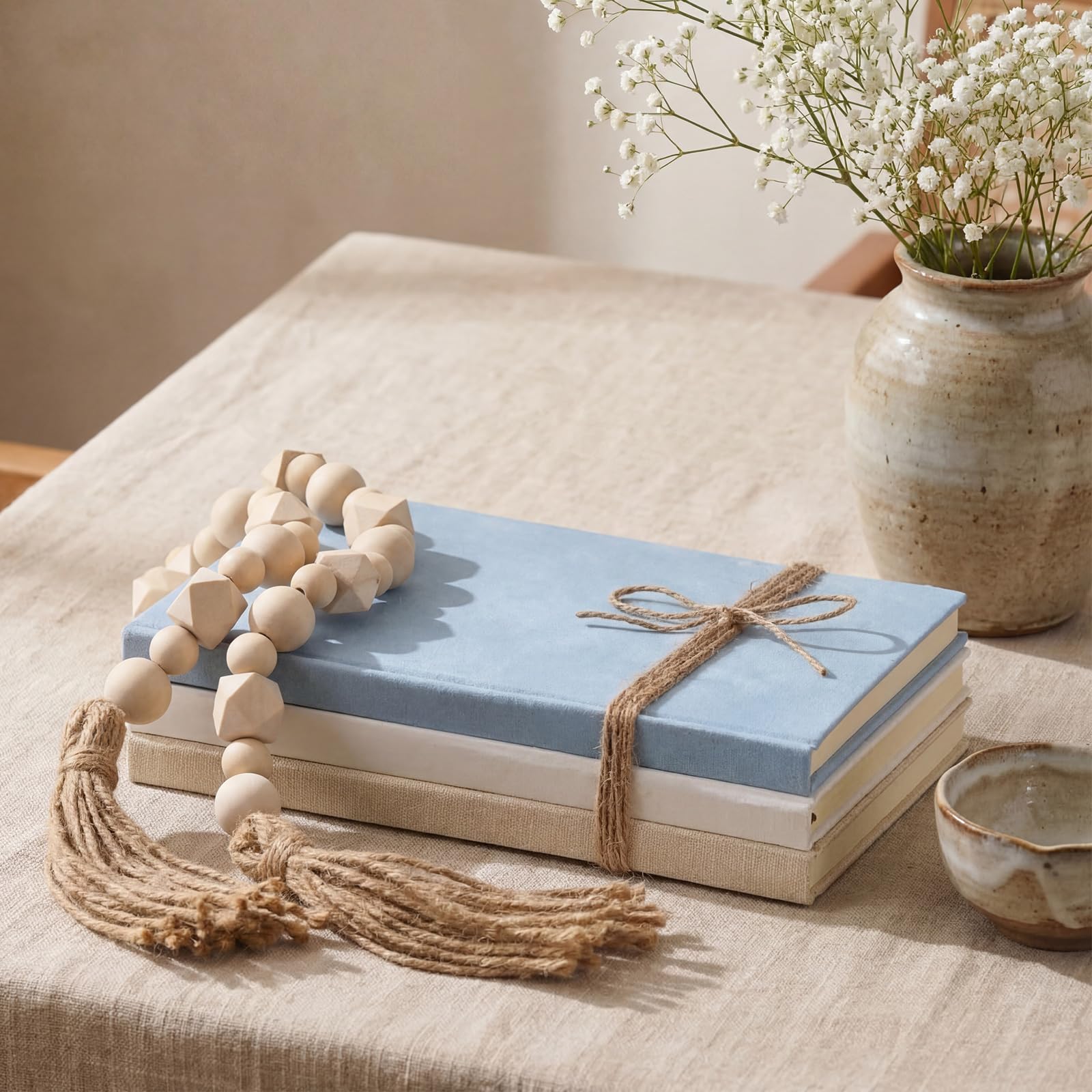 Feifeiya Set di 3 libri decorativi finti per la decorazione della casa, grigio blu