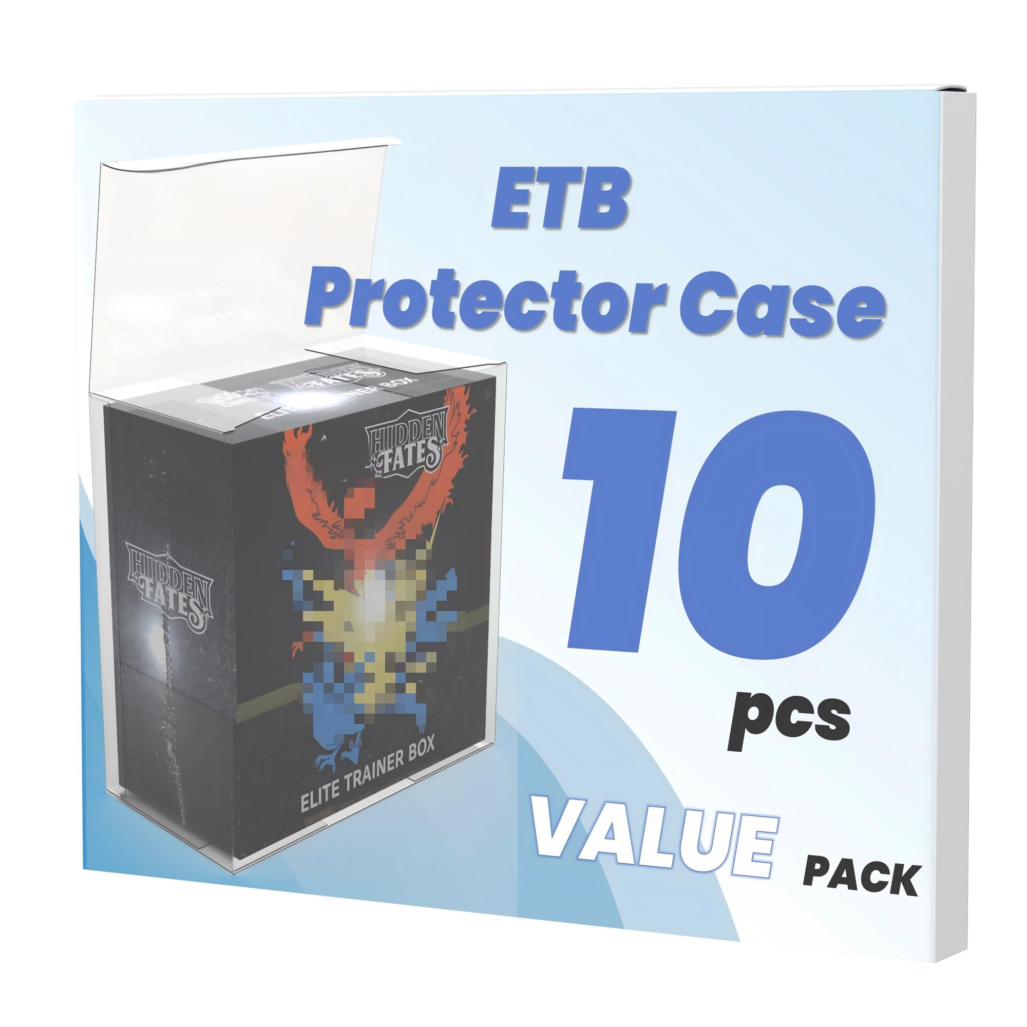 PET Elite Trainer Box Case Protectors for Elite Trainer Boxes ETB (10 Pack) - 0.50mm Thick Clear PKMN Display Box - ETB Protector - PKMN Display Case (Pack of 10)