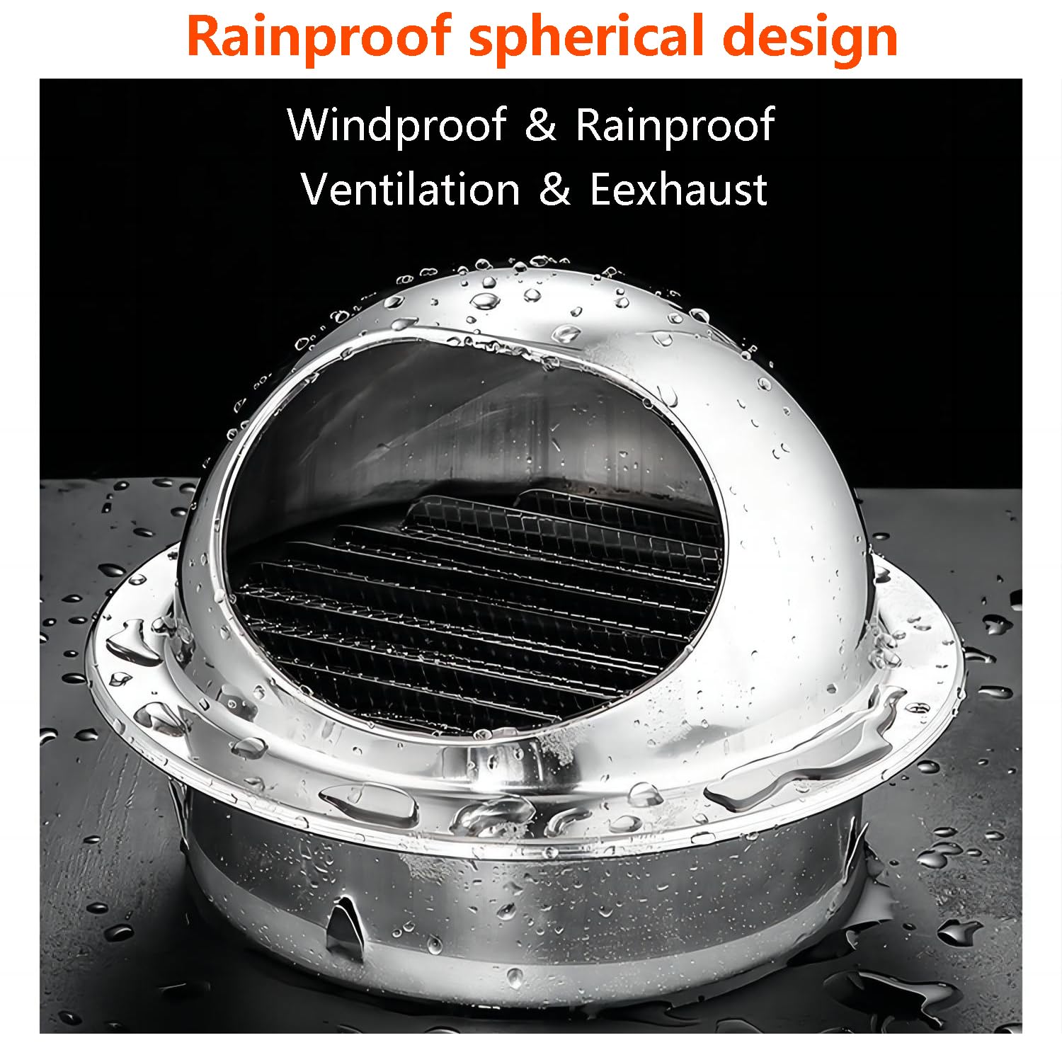 Qrity Rejilla de Ventilación Campana de Ventilación Redonda de Acero Inoxidable, Rejilla Ventilacion Extractor Campana, 130mm