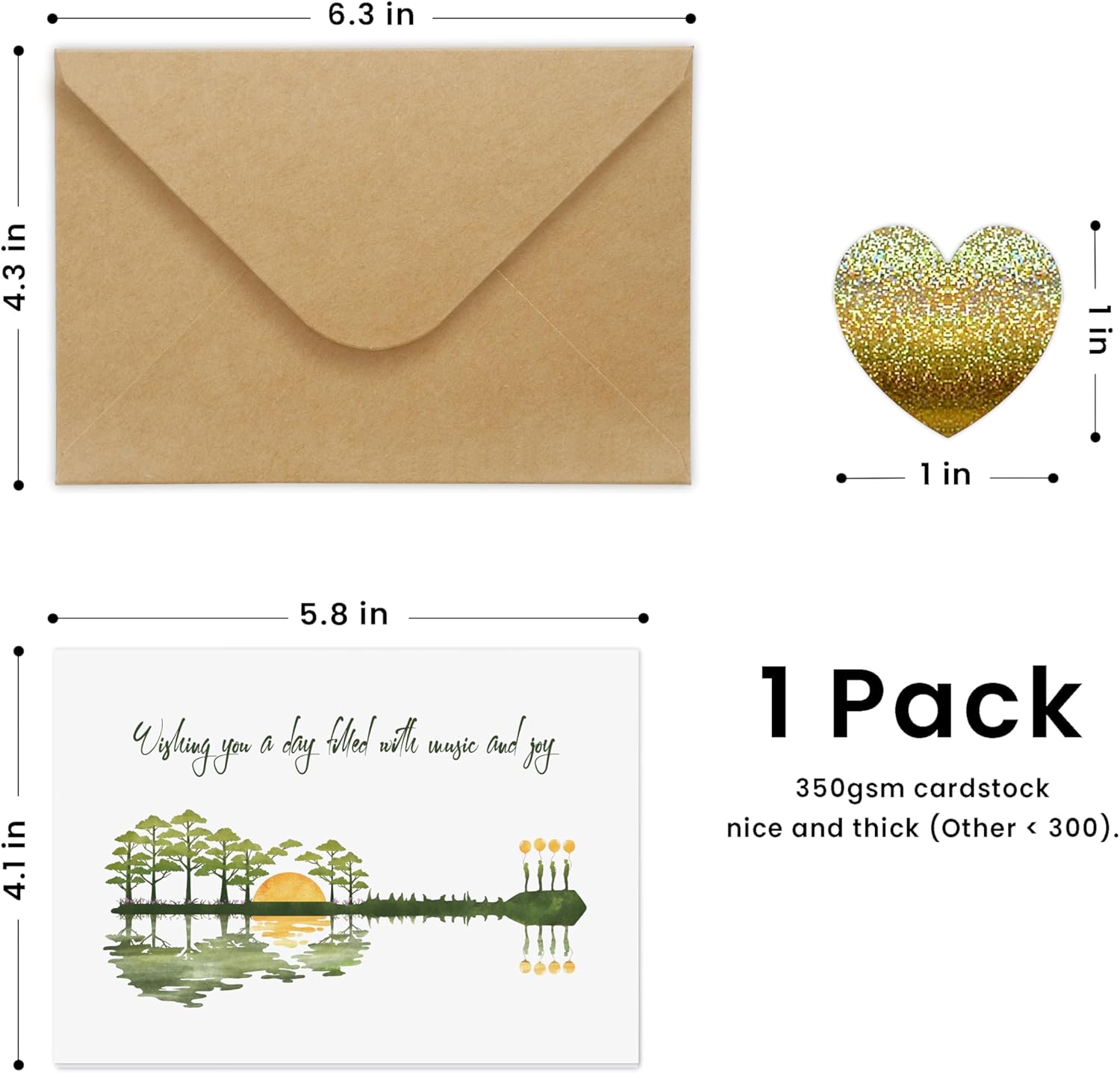 Musical Nature Guitar Greeting Card, Wishinig you a Day Filled With Music And Joy, Friends and Family - Celebrate Special Moments with Harmonious Surprises, Blank Inside for Birthday/Wedding/Anniversary - Image 3