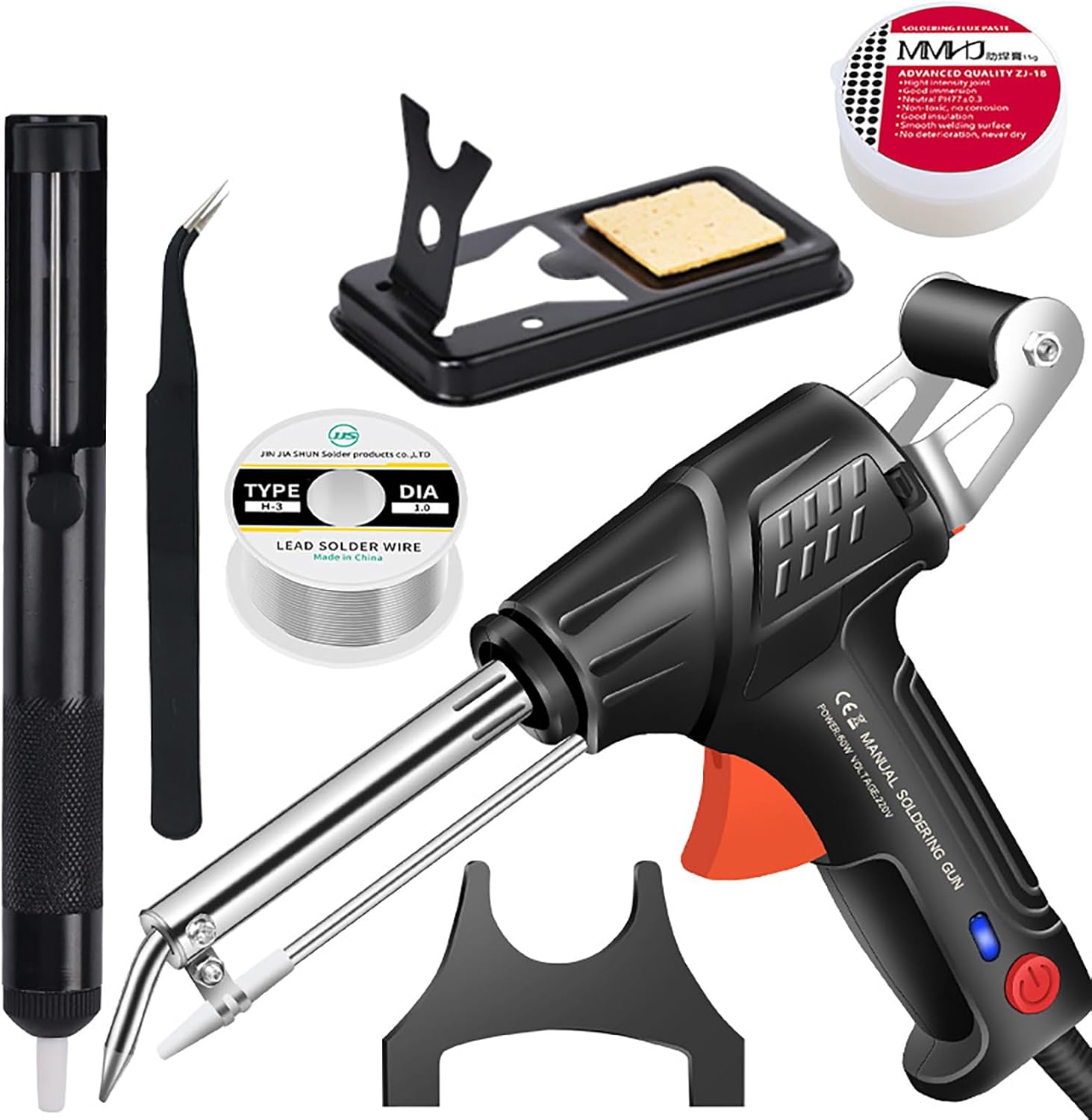 Welder with Internal Heating | 6-in-1 Multi-function Soldering Iron Gun Kit - Portable Soldering Tool for Electronic Processing, DIY, Home Use (Color: Black)