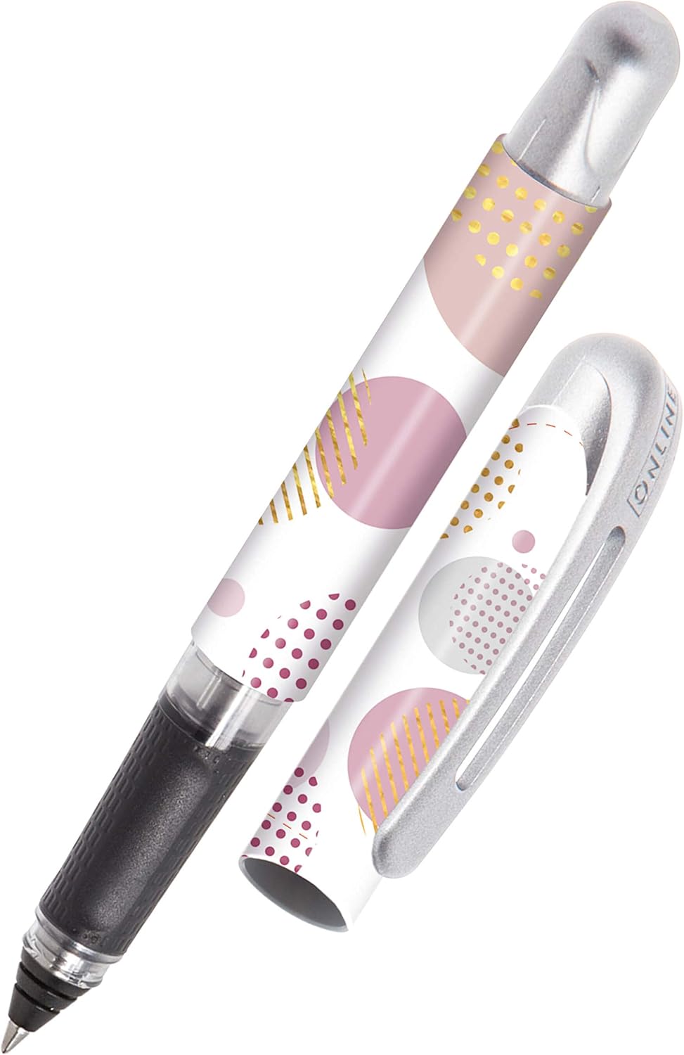 Online College ink pen Shiny Bubbles│ ergonomic fountain pen for school/college │ solid medium nib, soft grip part │ for standard ink cartridges │ refillable│ideal for beginners, pupils & students