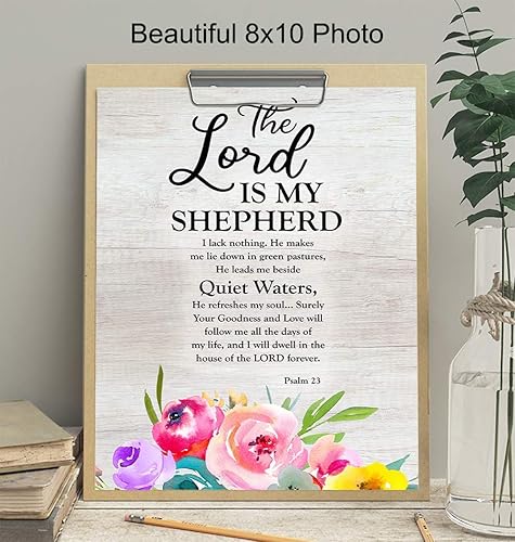 Miniatura 3 de Psalm 23 - The Lord is my Shepherd Wall Art - Christian Inspirational Gifts for Women - Bible Verse Religious Wall Art - Scripture Wall Decor -