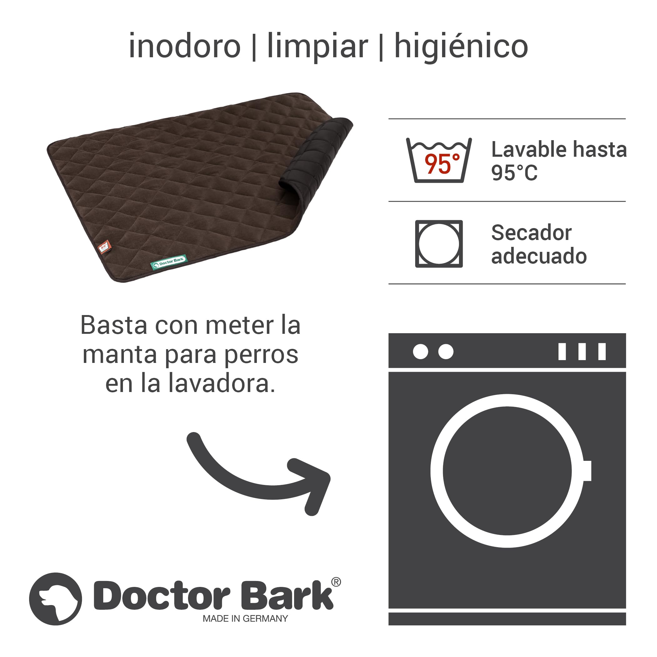 Doctor Bark Manta para Perros de Forro Polar, Reversible, mullida, Resistente y Lavable hasta 95 °C, para Interiores y Exteriores (L, 100x80 cm, marrón)
