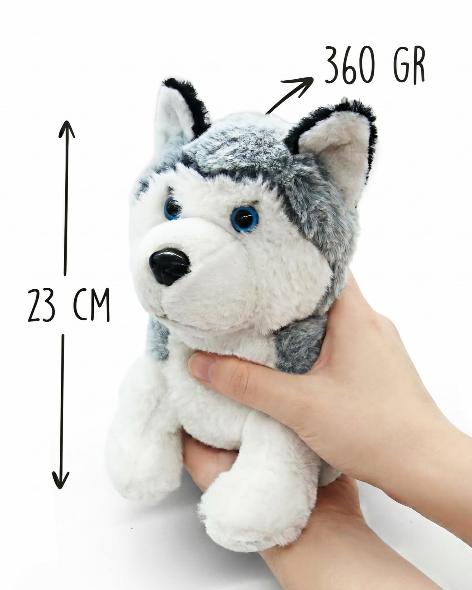 Bouillotte Micro-Onde Peluche (23 cm) - Doux et Chaud, Idéal pour Soulager les Coliques chez les Bébés - Husky en Peluche à Câliner et à Embrasser - Bouillotte Doudou - Sachet de Graines Amovible