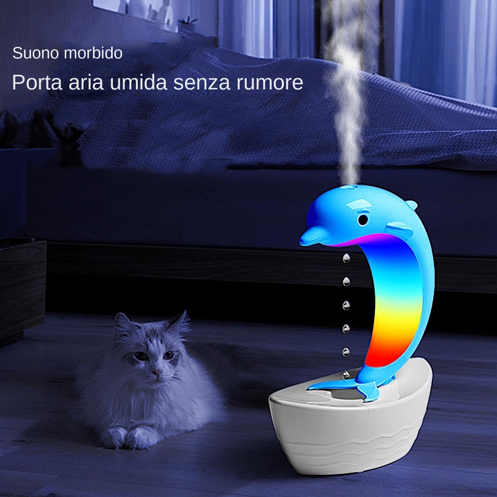 Umidificatore LED e altoparlante wireless - Diffusore d'aria Dolphin