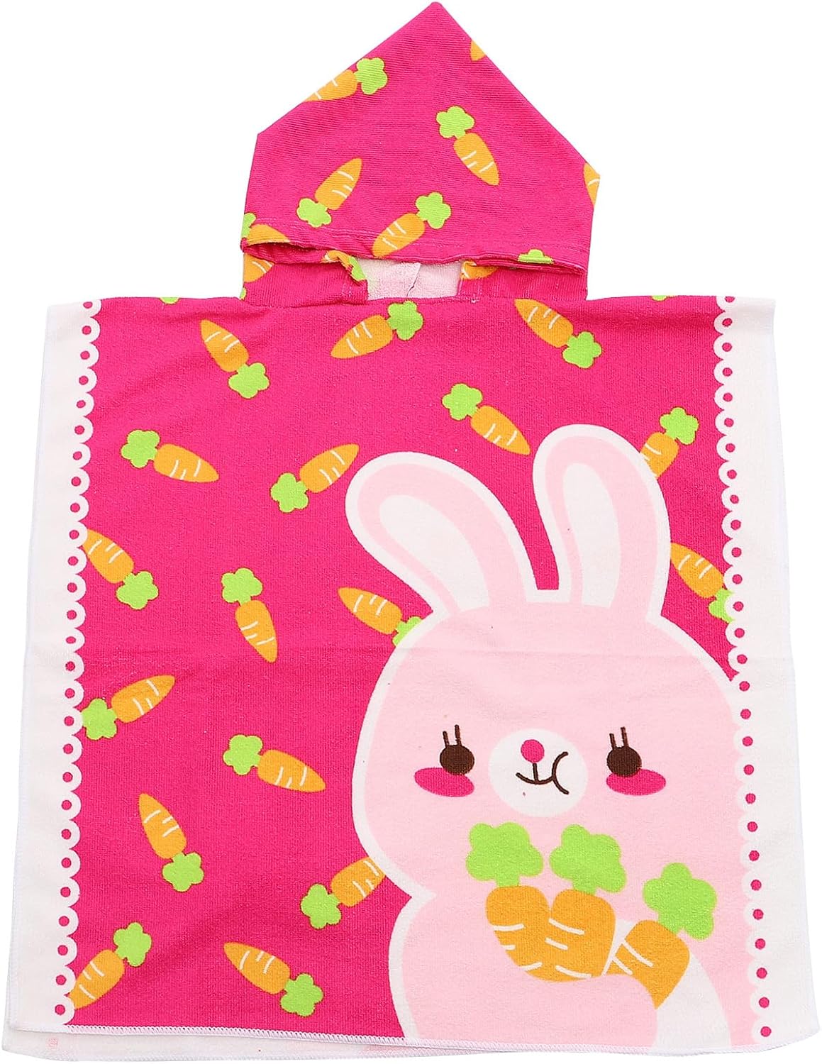TOYANDONA Hooded Bath Towel Poncho with Cartoon Pink Rabbit, Soft Absorbent Hooded Beach Towel for Boys, Lightweight Pool and Bath Wrap