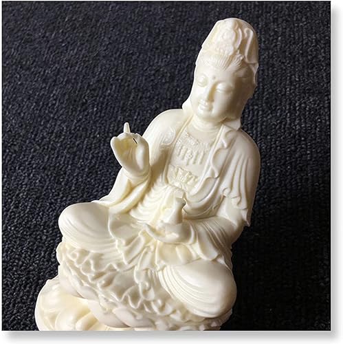 Miniatura 5 de Diosa de la misericordia Guan yin Buda estatua en loto | Escultura de Quanyin blanca para decoración de oficina en casa | Bendición de estatua de