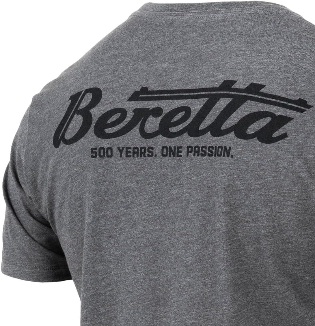 Beretta Men's Rail SS Casual Durable Active Wear Ribbed Crew Neck Logo Print Double Needle Hems Short Sleeve T-Shirt