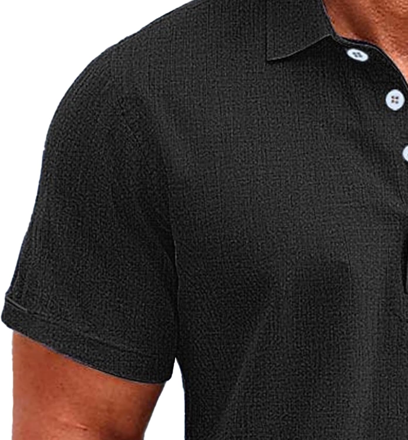 Men Quarter Button Placket Beach Shirts Comfy Short Sleeve Arc Hem Shirt Outdoor Daily Leisure Pullover Tops (Black,X-Large)