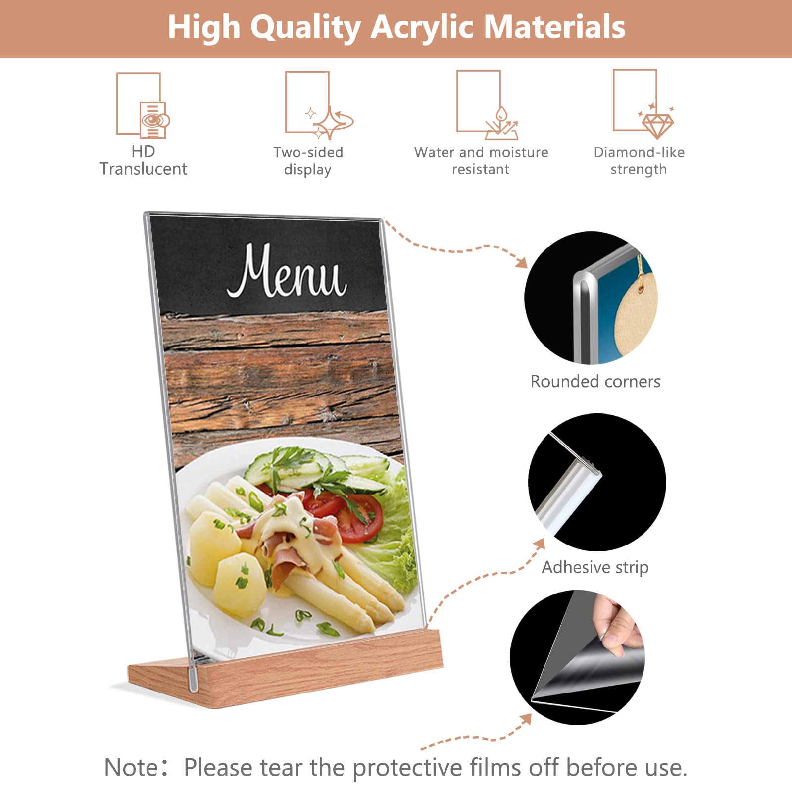 MaxGear Acrylic Sign Holder 8.5x11 – Clear Table Display Stand With Wood Base, 3 Pack - View #6